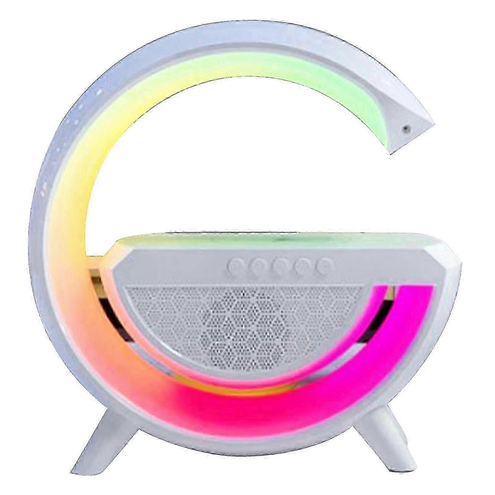 RGB Bluetooth Speaker Alarm Clock with Wireless Charging Function 3 in 1 Multifunction Wireless Speaker with Alarm Clock 25-26