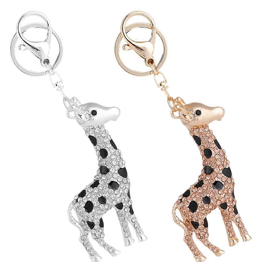 2Pcs Assorted Color Giraffe Shape Keychain For Party And Mobile Phone Cases Decorative