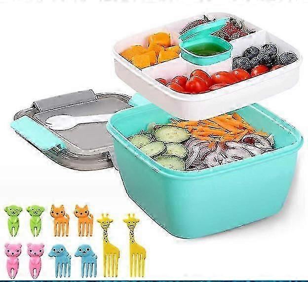 52-oz To-Go Salad Container with 3 Compartments for Dressings & Toppings (Green)