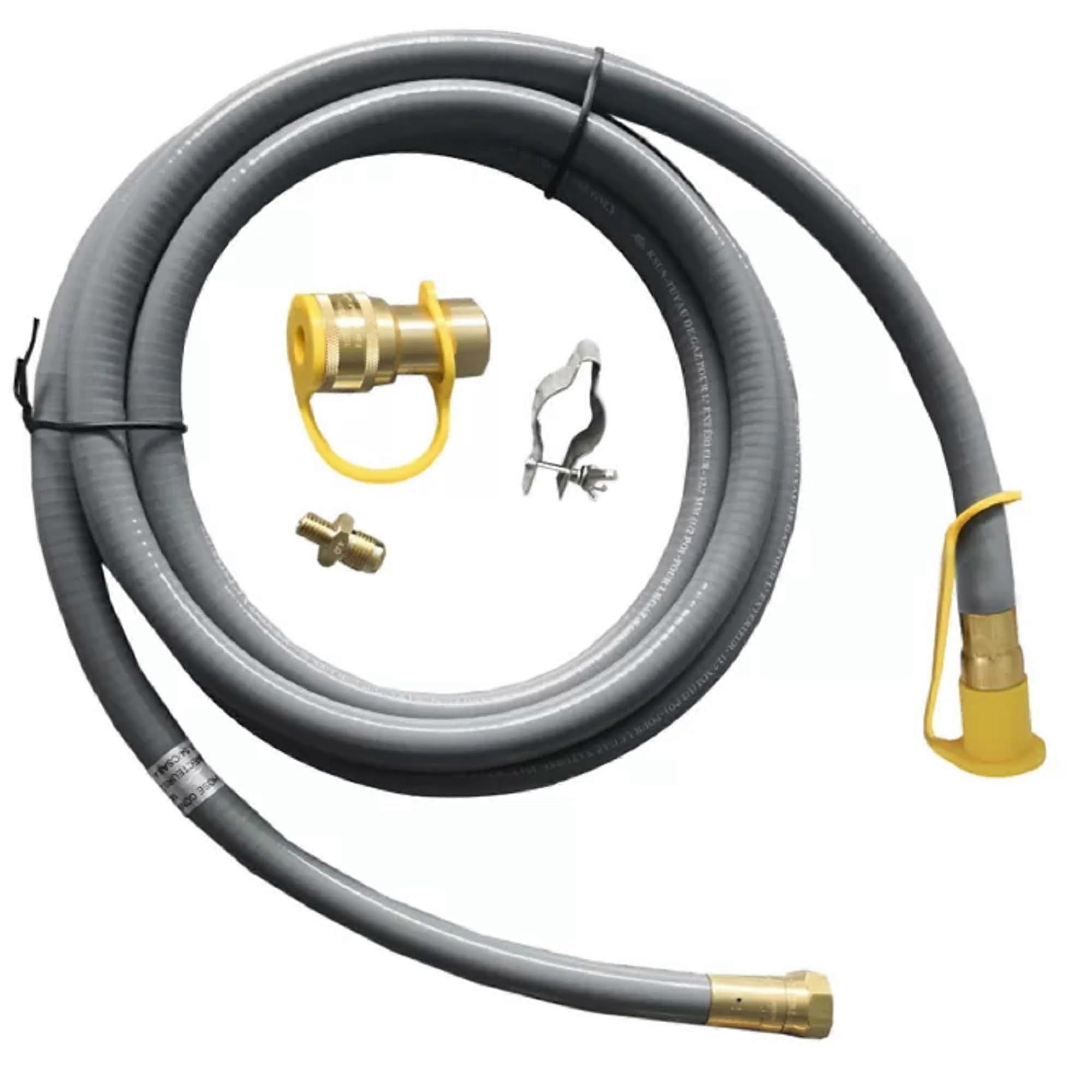 Natural Gas Fire Pit Conversion Kit with 0.37in Hose Quick Connect and Stainless Steel Adapter