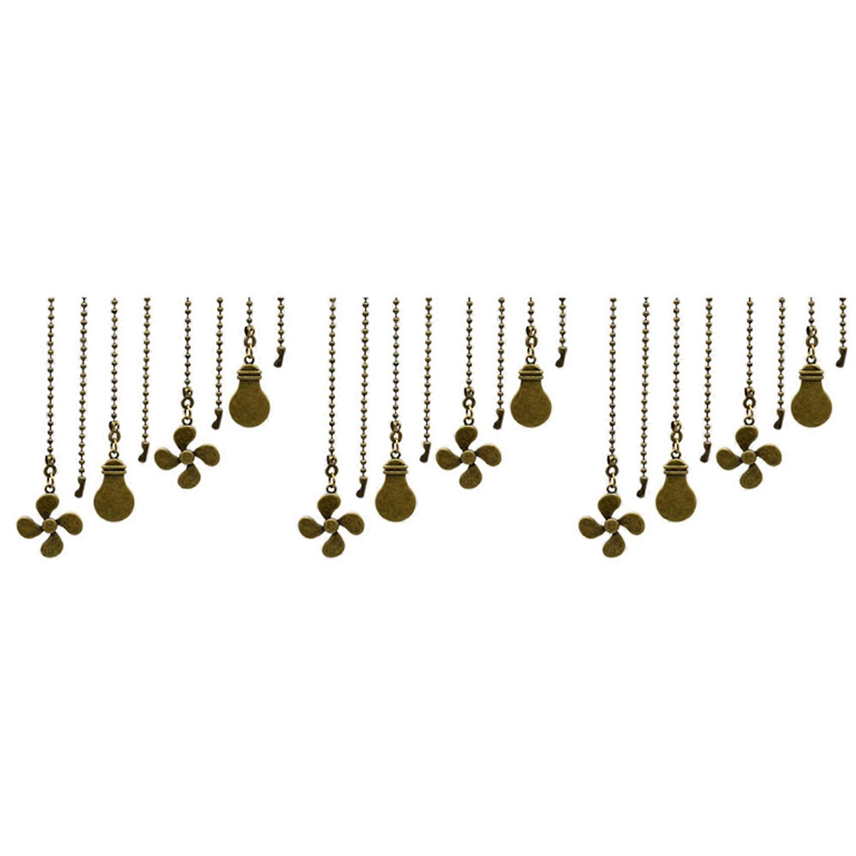 12Pc Ceiling Fan Pull Chain Set,Bulb and Fan Pattern Pull Chain Extension Fan Pull Chain Pendant 12 Inch(Antique Bronze)