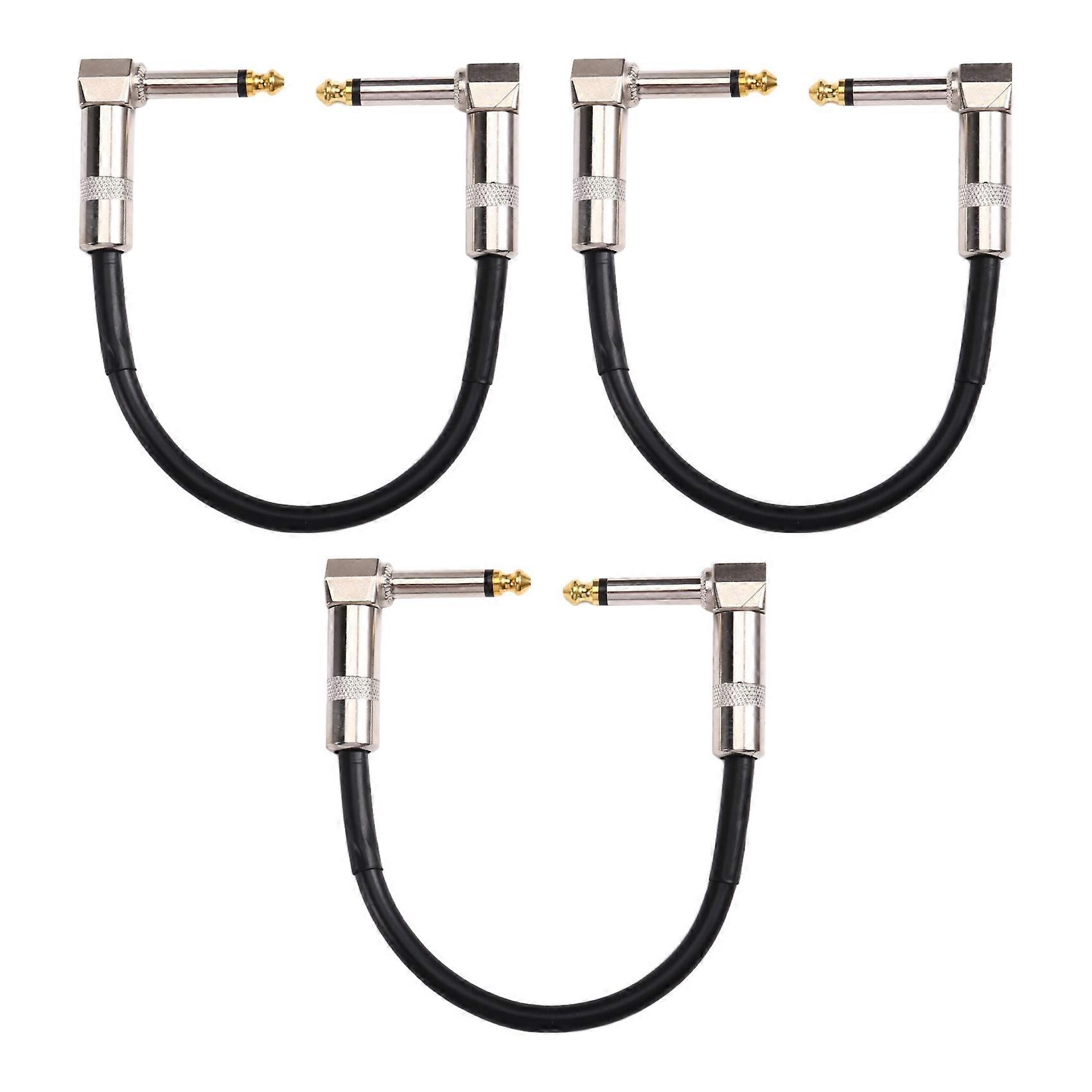 3PCS Guitar Effects Cable 15cm 1/4 Inch Right Angle Cable Instruments