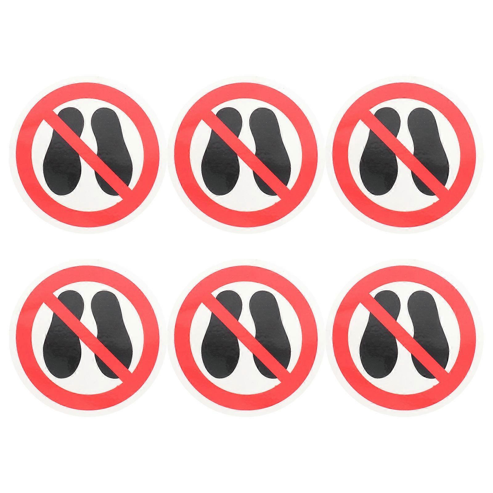 6PCS DIY Round Do Not Step Here Warning Decals Stickers