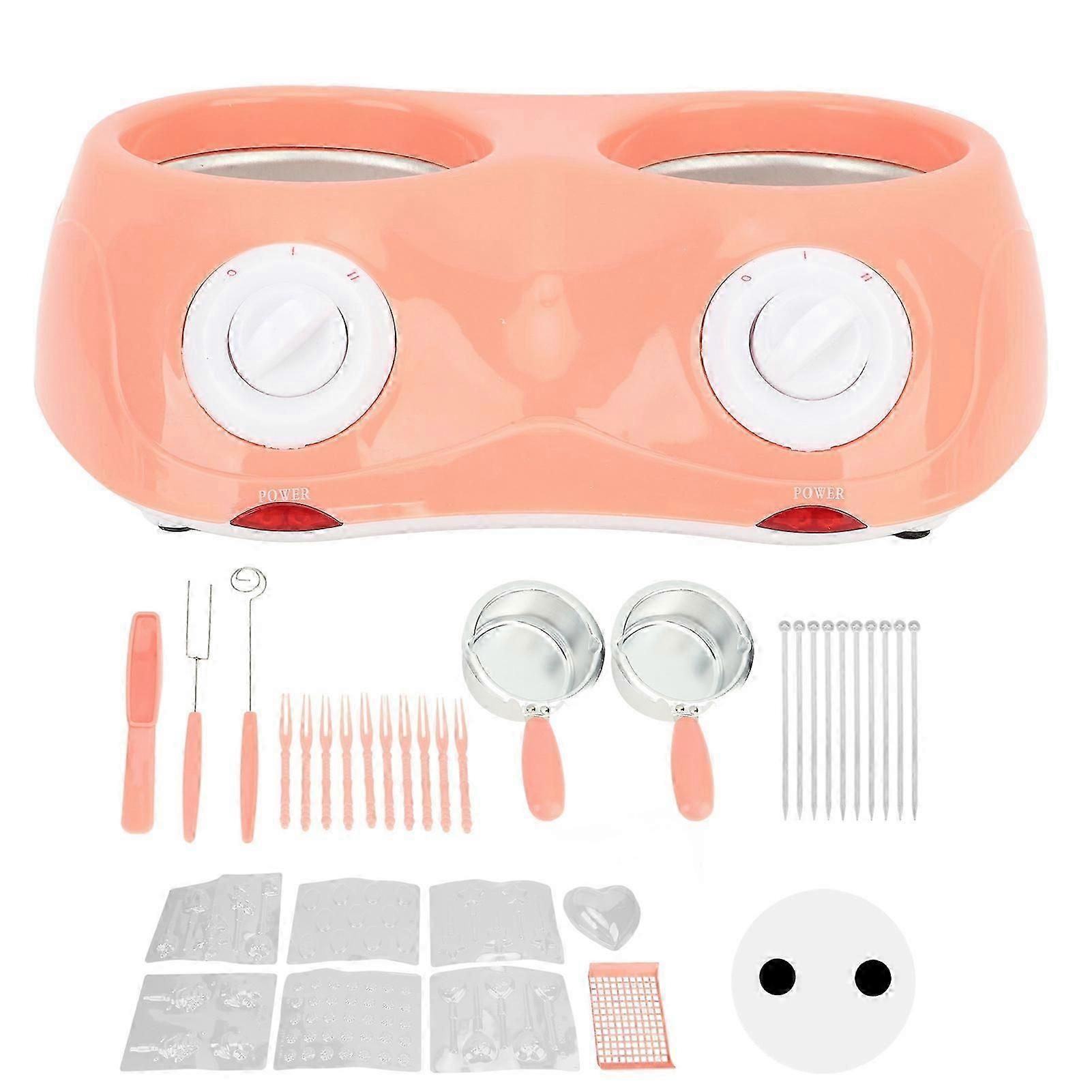 Electric Chocolate Melting Pot with Double Pot, Pink Chocolate Fondue Melting Machine Kitchen Tool EU 220-240V