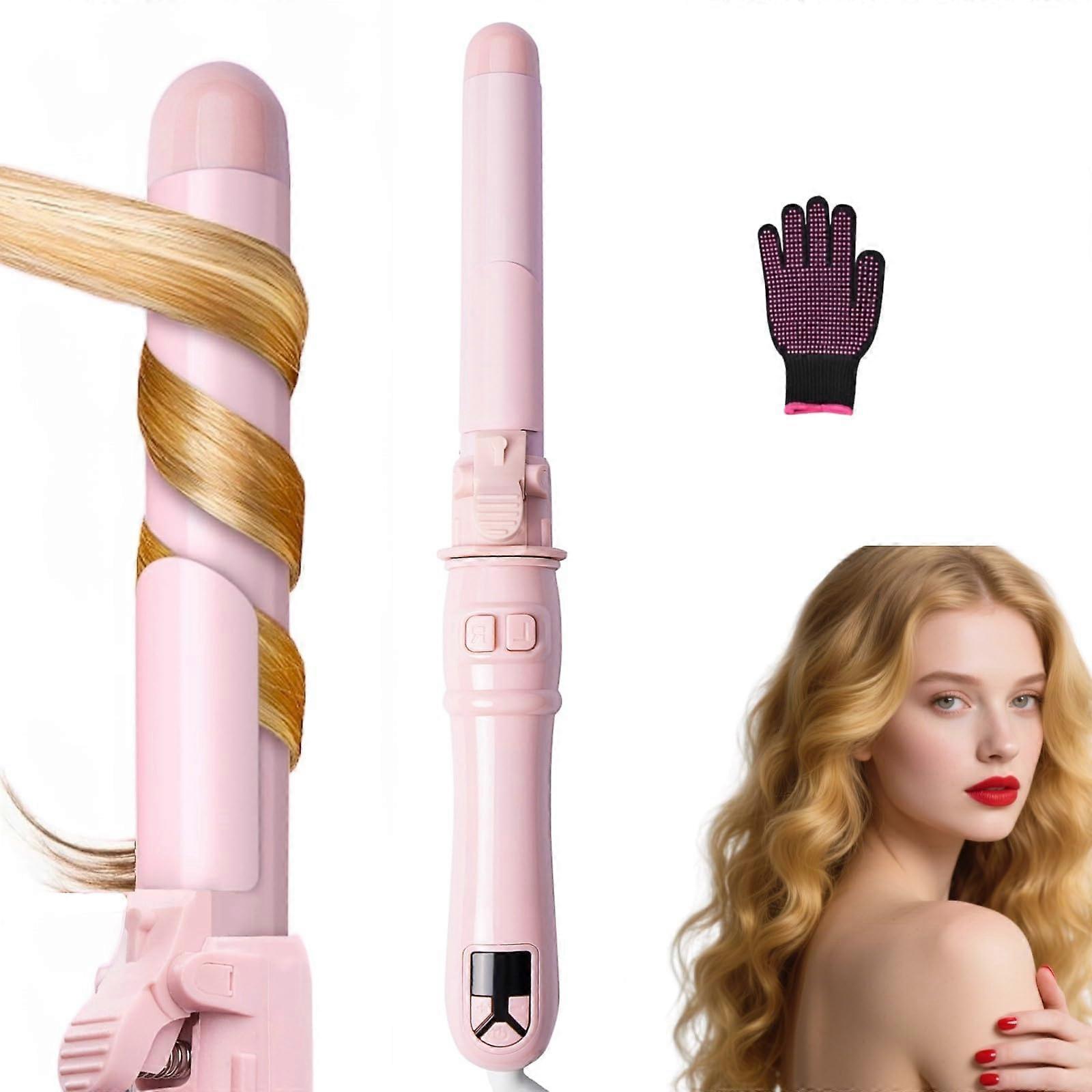 Automatic Curling Iron 1.1 Inch Rotating Wand with LCD Display, Ionic Hair Curler for Quick Styling