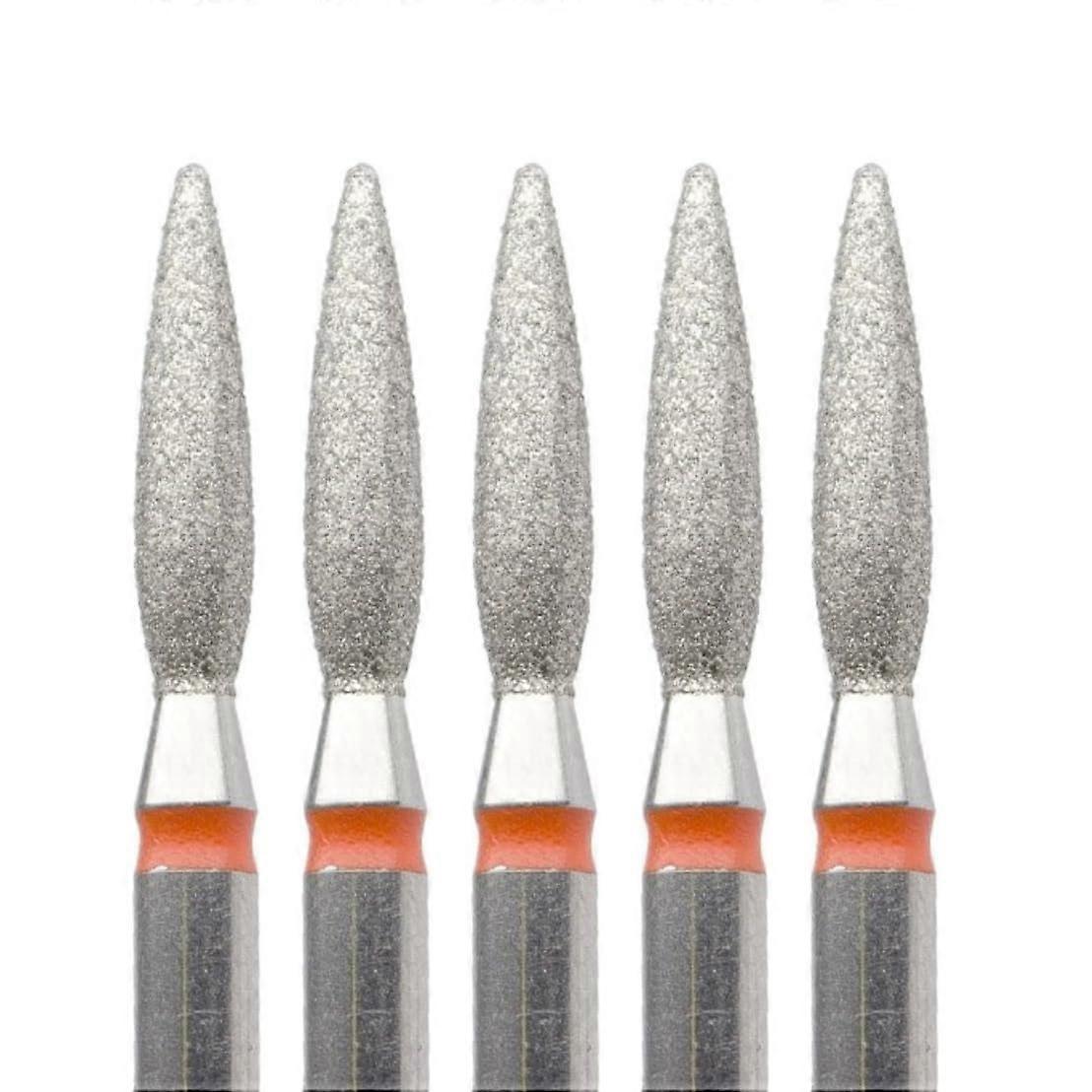 Nail Drill Bit 5 Pack Diamond Flame 2.3mm Fine Grit 3/32' Shank for Precision Cuticle Prep