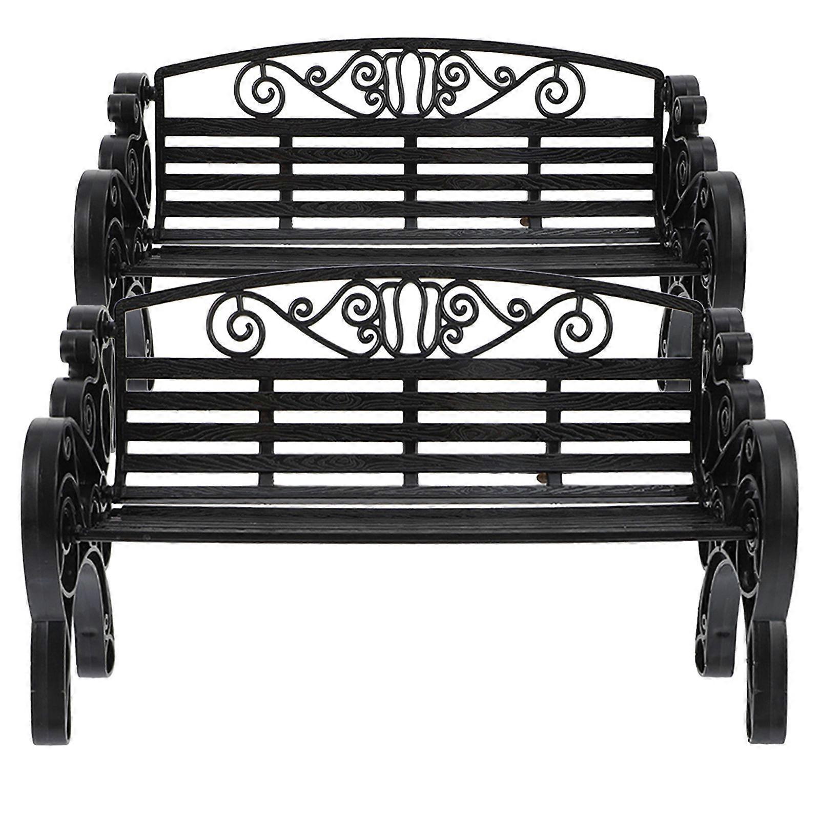 Plastic Miniature Bench Model Park Bench Ornament for Decoration 6Pcs