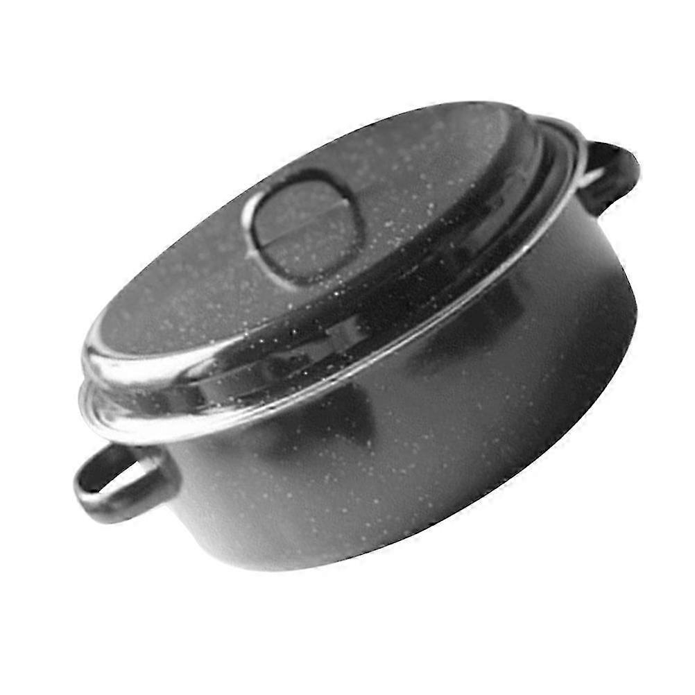 Small Covered Roasting Pan Roasting Pot For Home Cooking Round Iron 9.4��9.4��3.9in 1 Pot