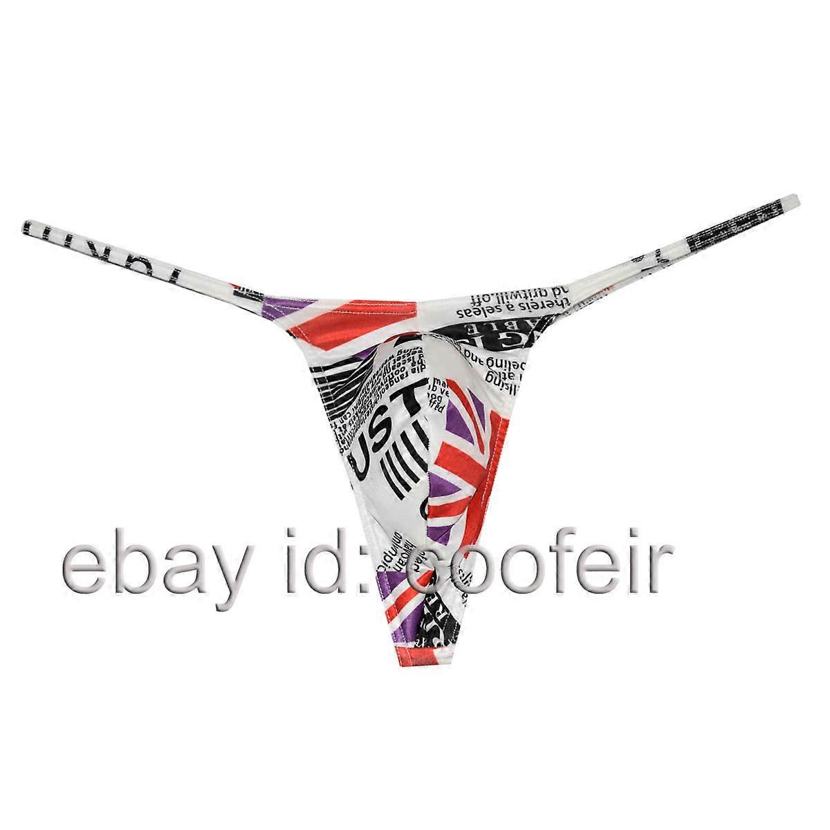 Men Printing Thong G-string Underwear Pouch T-back Posing Jockstraps Tangas