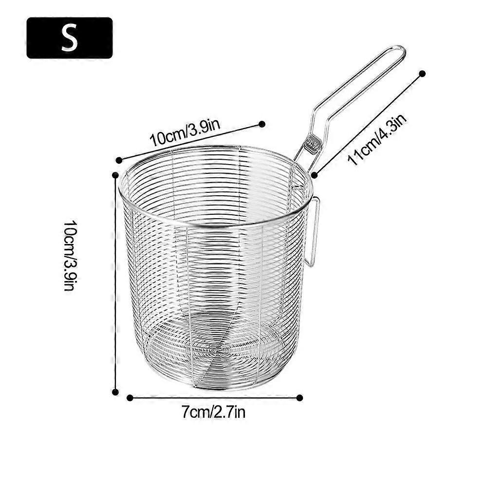 Panier de service de puces en acier inoxydable 304, 1 pi��ce, avec poign��e, passoire, maille, Mini pour boulettes, frites