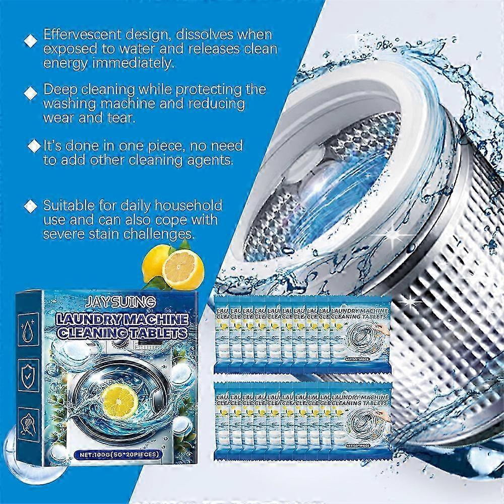 Effervescent Washing Machine Cleaner Tablets, 20-Count Deep Cleaning Box