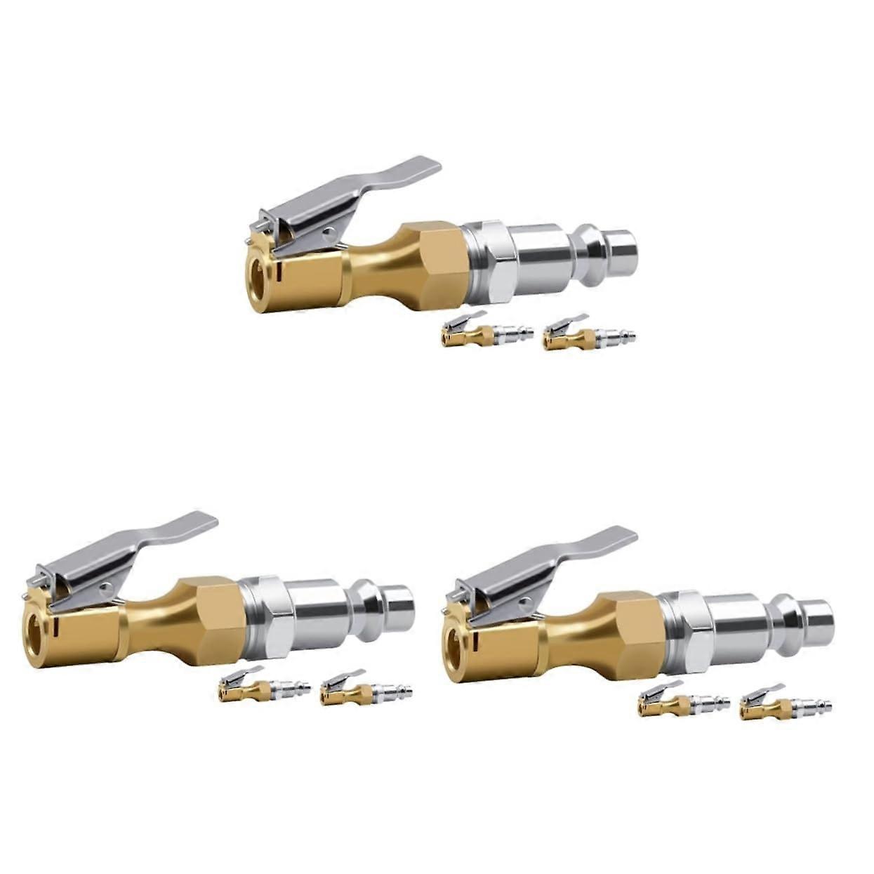 9pcs Heavy Duty Locking Tire Inflator Air Chuck Set with Leak Secure Grip for Car and Bike