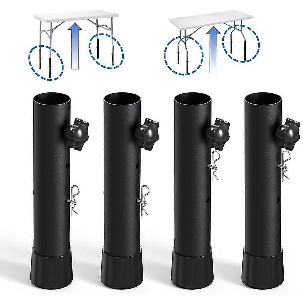 4 Pack Adjustable Table Leg Extenders for Folding Tables, Heavy Duty Steel Risers with Dual Heights