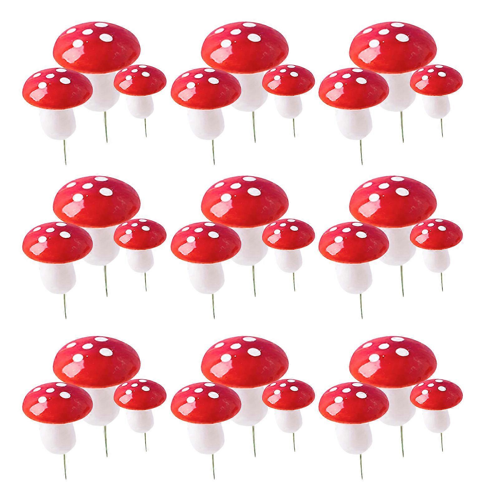 Foam Mushroom Cake Insert for Decoration 30Pcs Red Cupcake Picks