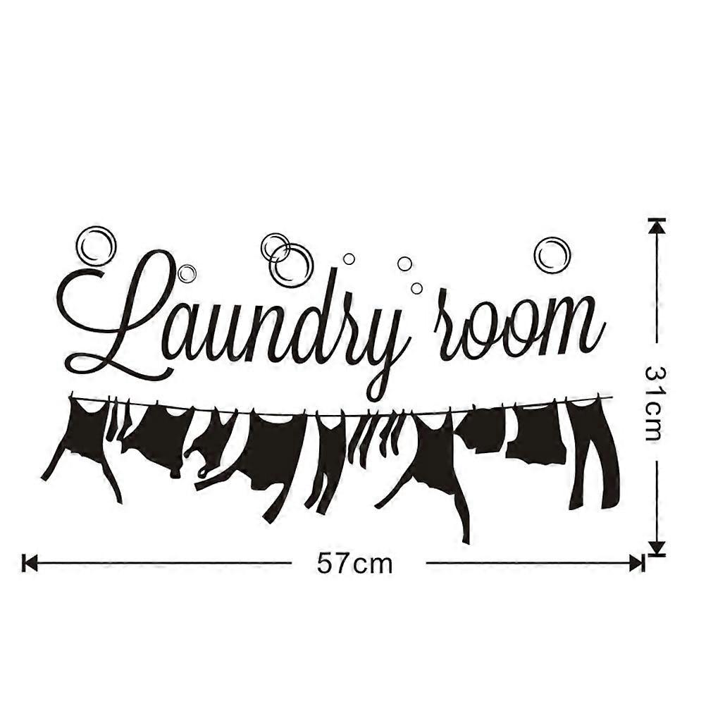 Laundry Room Wall Sticker for Decoration Creative 2Pcs Black Color