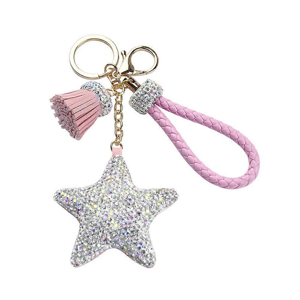 Pentagram Keychains Pink Star Key Holder for Hanging Keys 2Pcs Set