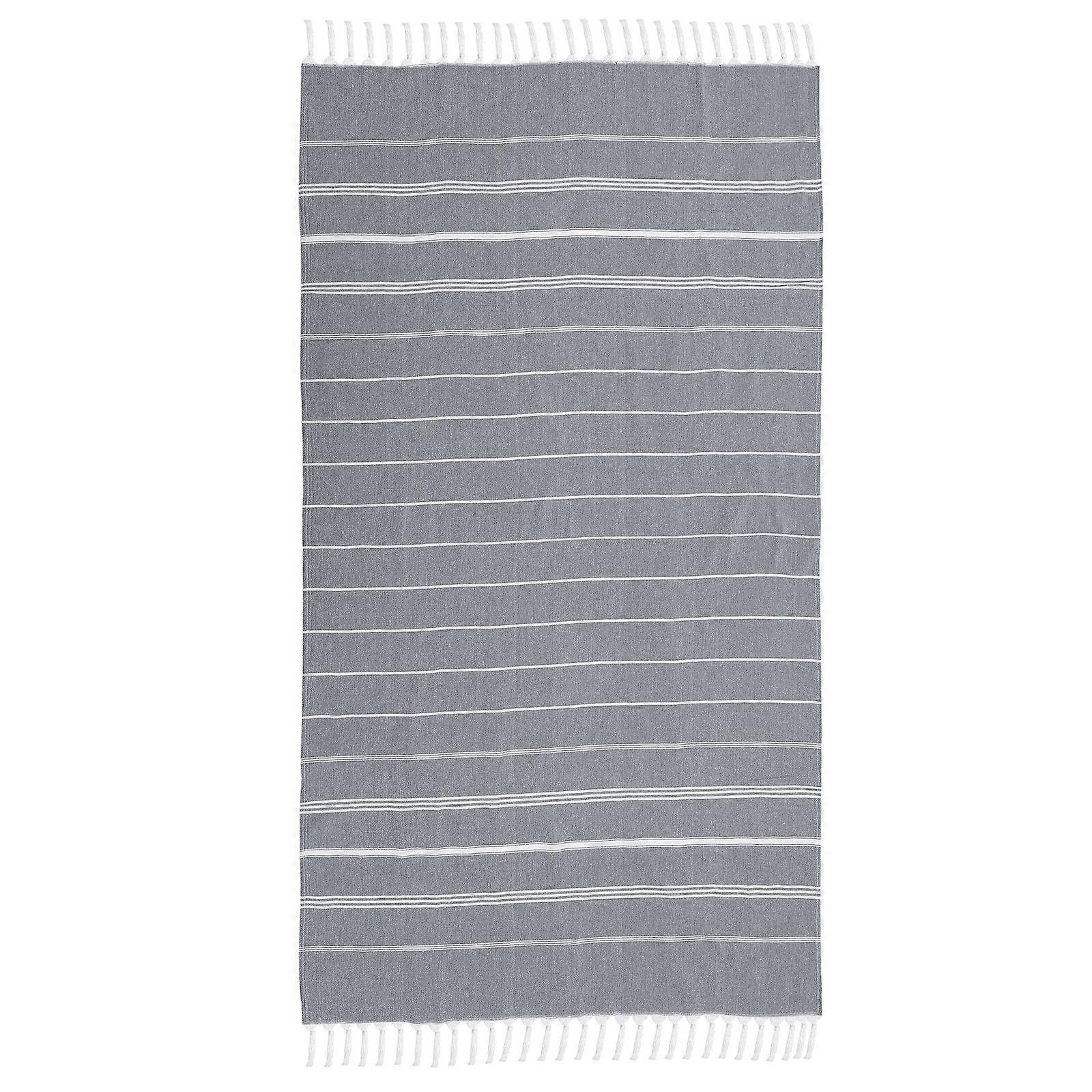 Breathable Bath Towel With Stripe Pattern For Indoor Bathroom Dark Grey Comfortable 1Pack