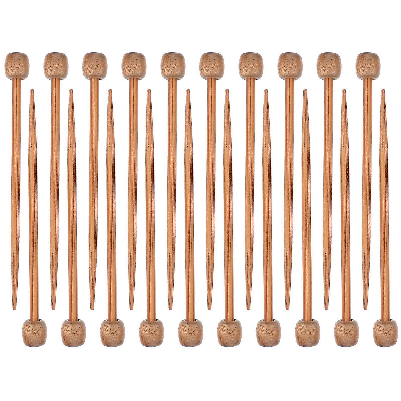 Wood Knitting Needles Single Pointed Brooch for Weaving 20Pcs Set