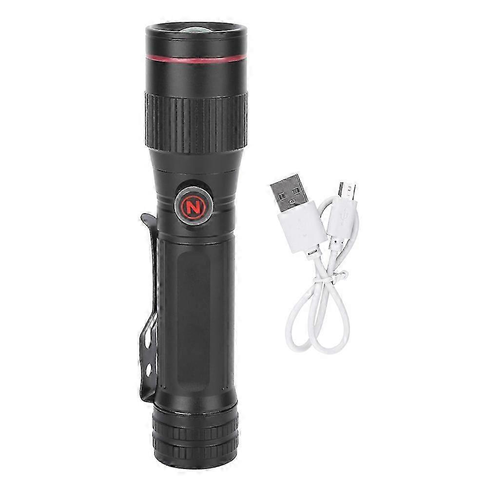 2026 LED Flashlight USB Rechargeable Zoom Flashlight Torch for Outdoor Camping