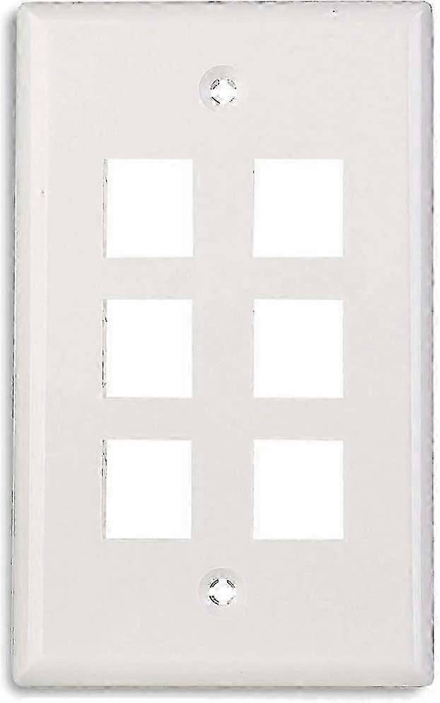 2025 Plastic Switch Panel 6 Port Wall Plate Trapezoidal Jack (White) 5 pieces