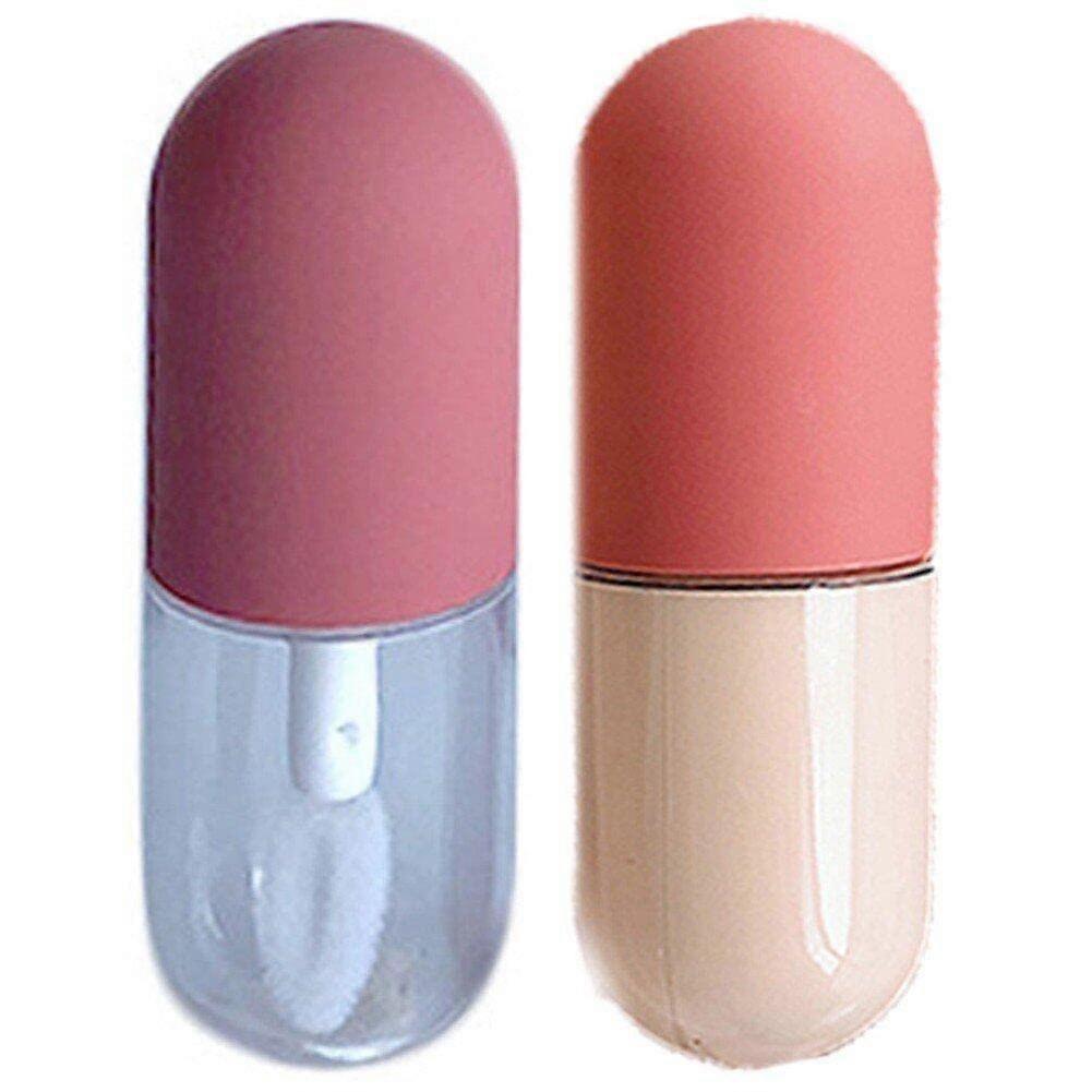 Empty Lip Balm Containers 2pcs Cute Capsule Design Refillable Lip Gloss Tubes for Travel