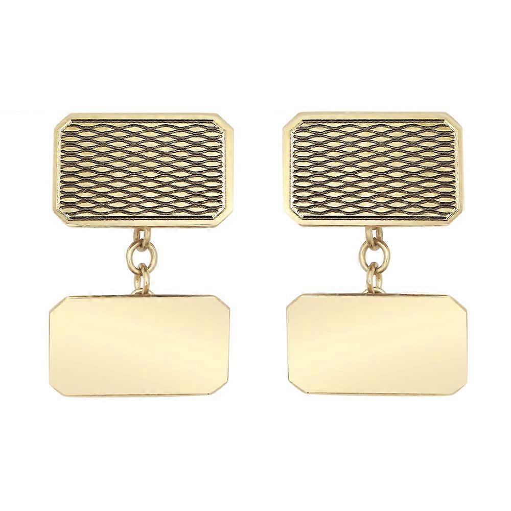 Jewelco London Men's Solid 9ct Yellow Gold Twin Rectangular Ogee Pattern Chain Linked Cufflinks