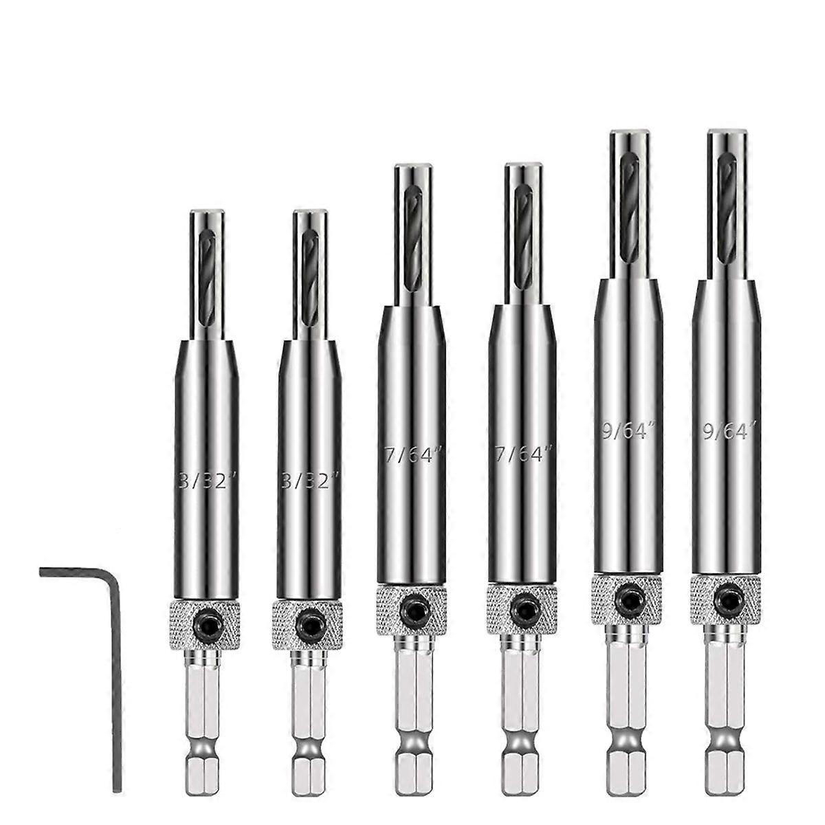 Self Centering Drill Bit Set - 3/32", 7/64", 9/64" Self Centering Drill Bit for Woodworking Door & W