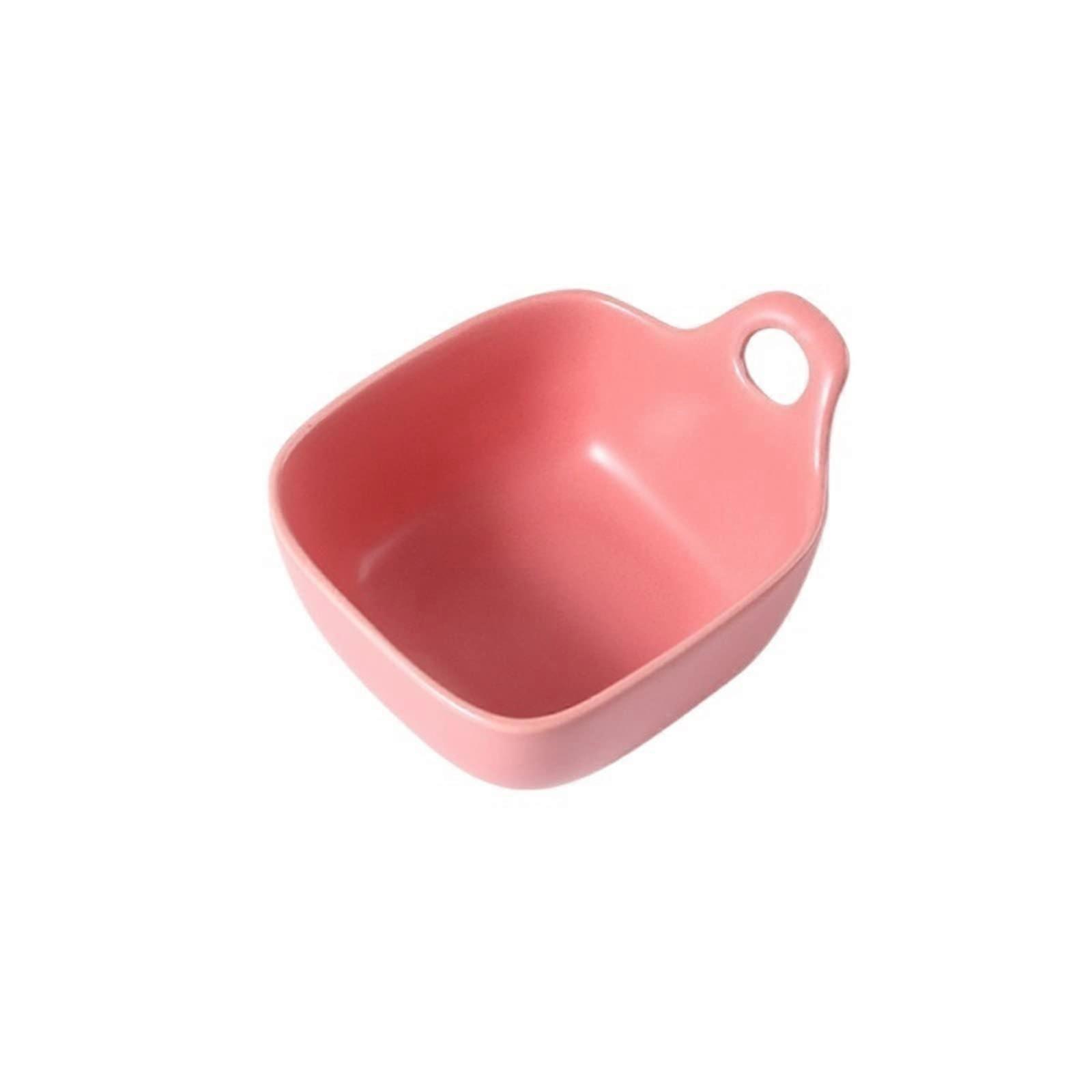 Ceramic Serving Bowl with Lid for Fruit Salad and Dim Sum, Scratch Resistant Pink Tableware