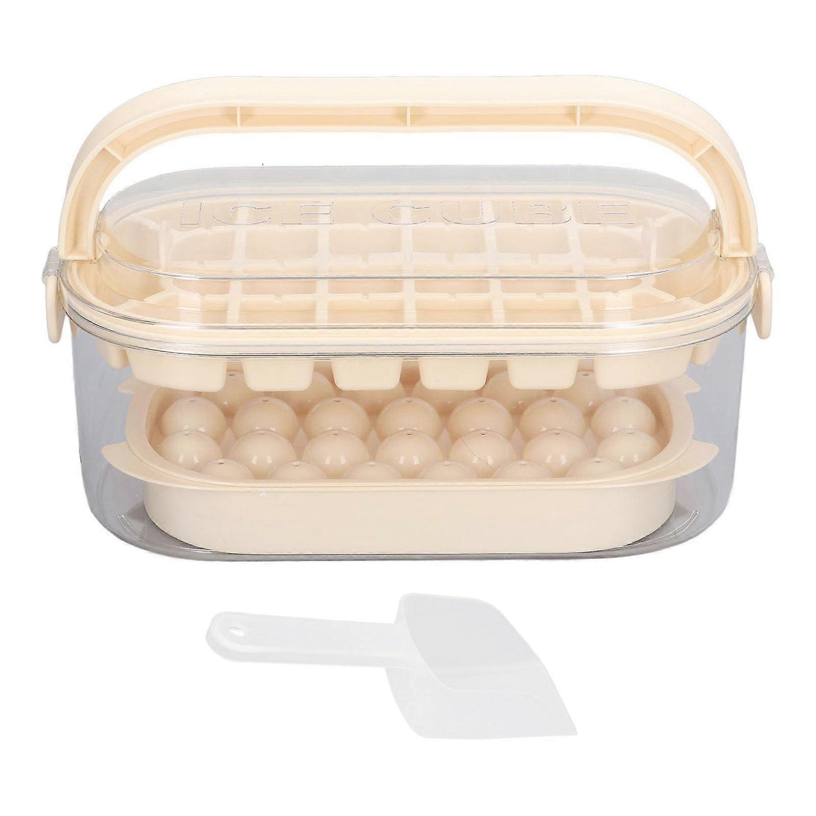 Round and Square Ice Cube Tray Set with Lid and Bin, Dual Shape Fast Release Maker for Freezer
