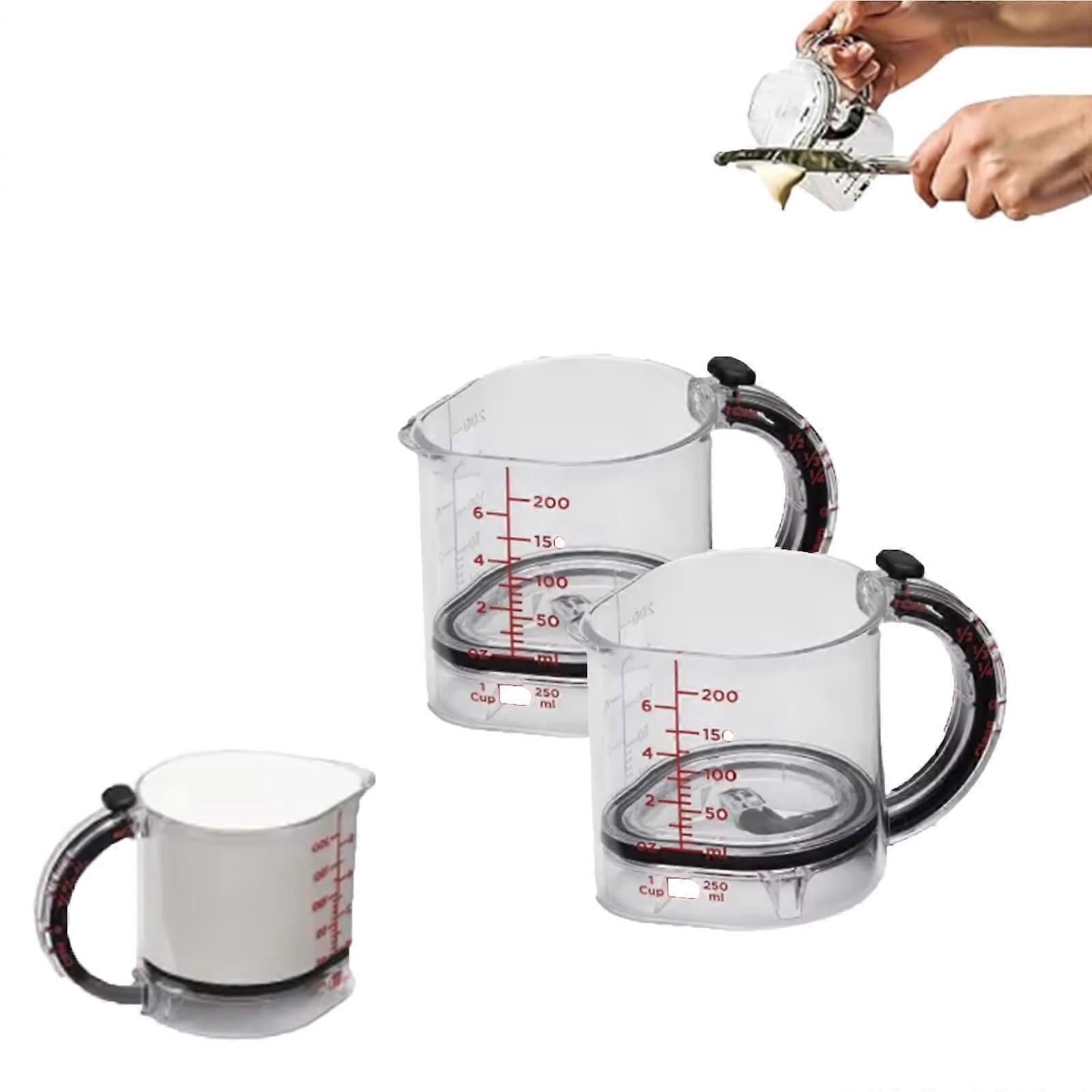 Adjustable 4in1 Measuring Cup with Builtin Scraper and PushUp Base for Baking and Cooking Ref: 2671