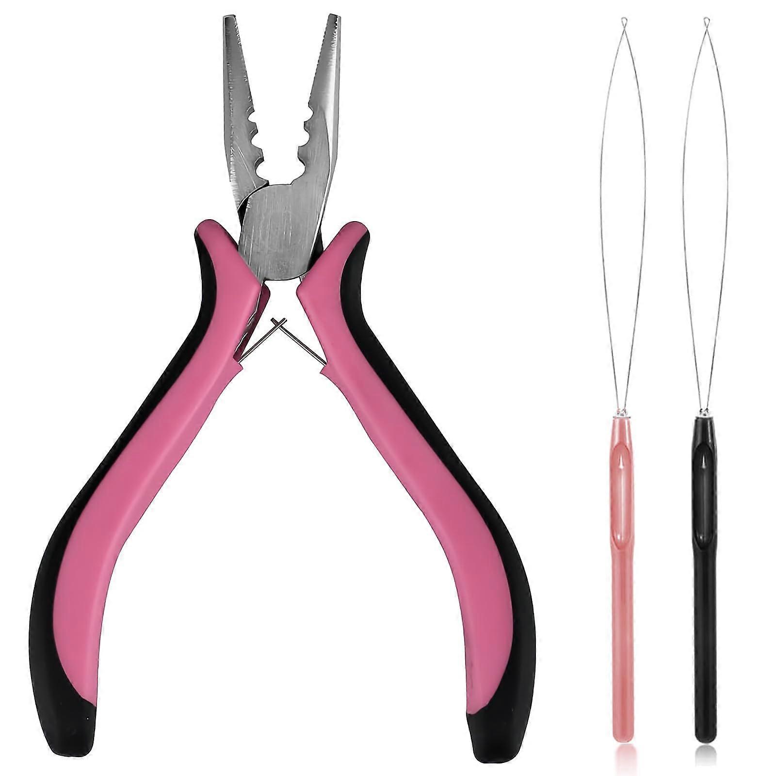 Hair Extension Tools Set with Pliers and Loop Threaders, Nano Beads Micro Ring Kit for Salon Use