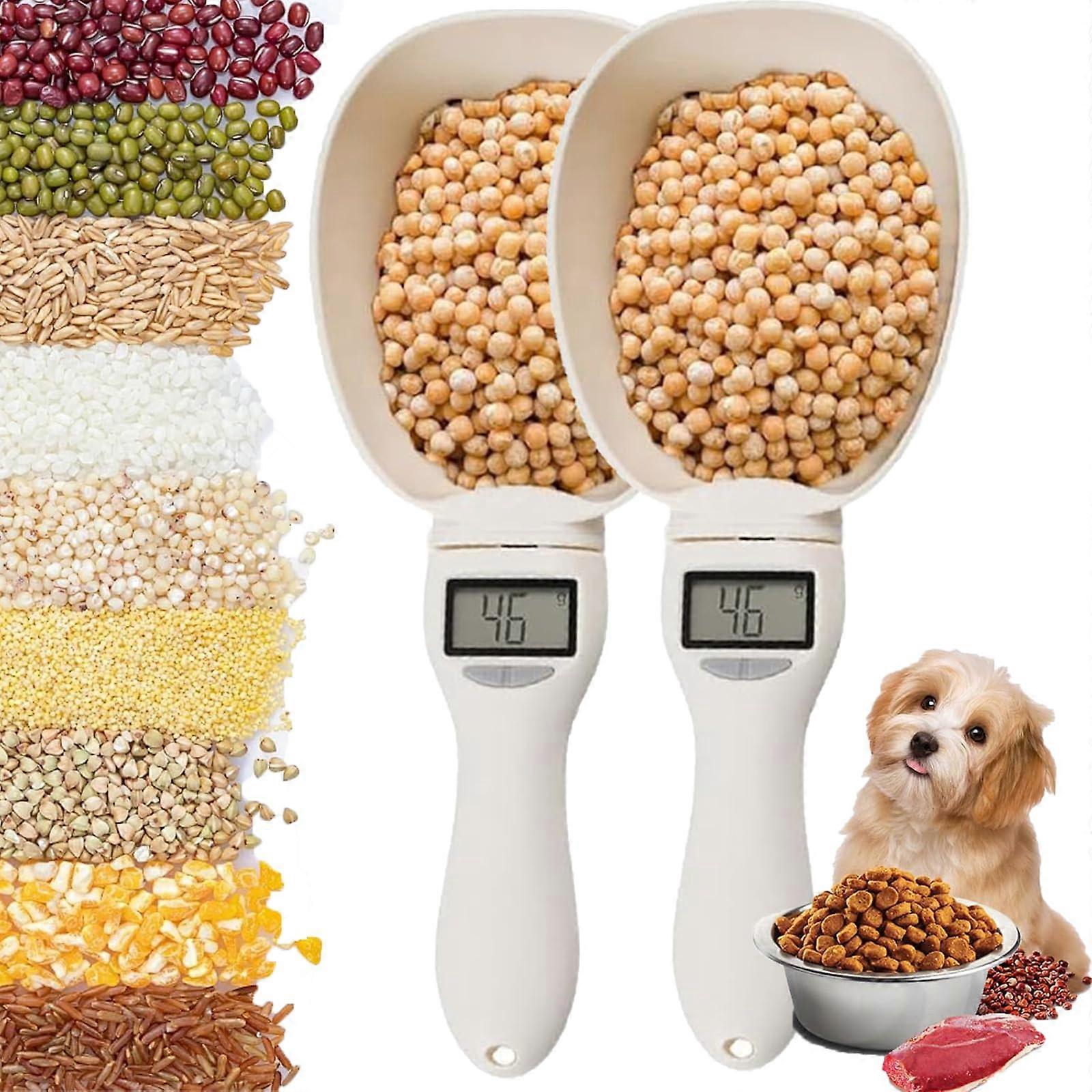 Digital Measuring Spoon Scale with LCD, Precision Sensor, Unit Conversion for Kitchen and Pet Food, 2pcs