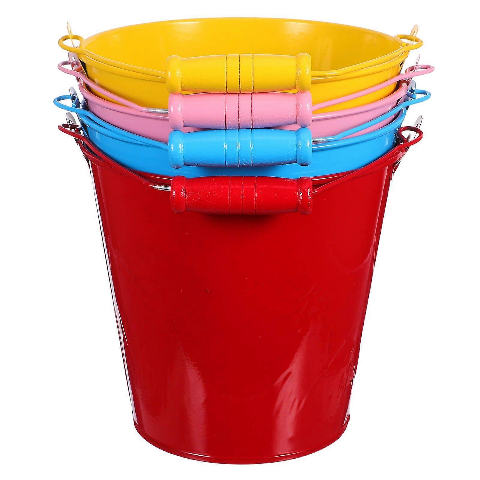 4pcs Interessante Mini Eimer Spielzeug Kind Sandeimer Tinplate Strand Eimer