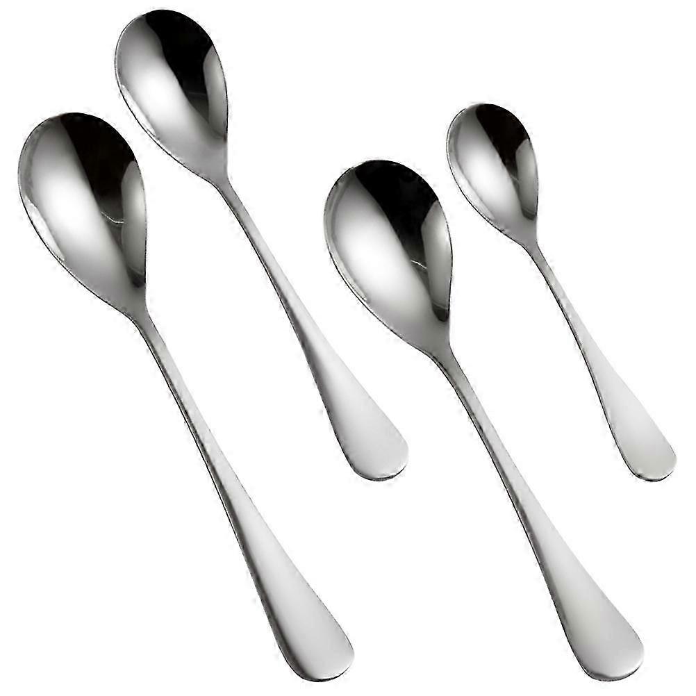Kitchen Spoon Stainless Steel Tea Spoons Hotel Use Silver Smooth Surface 4Pcs