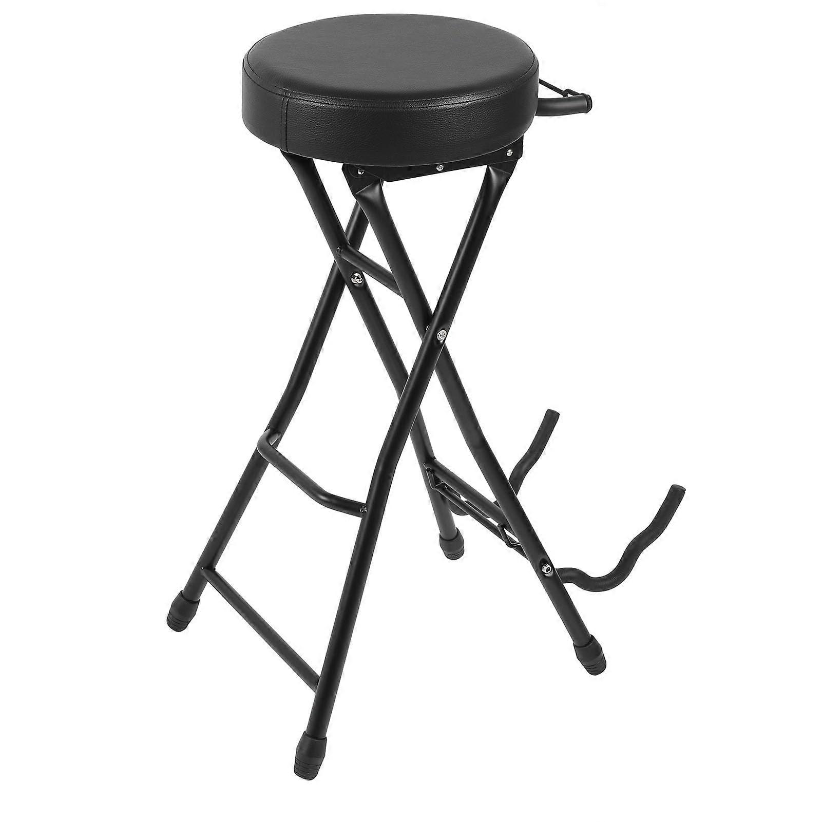 Foldable Guitar Stool with Built in Stand, Ergonomic Seat Height and Footrest for Studio Practice