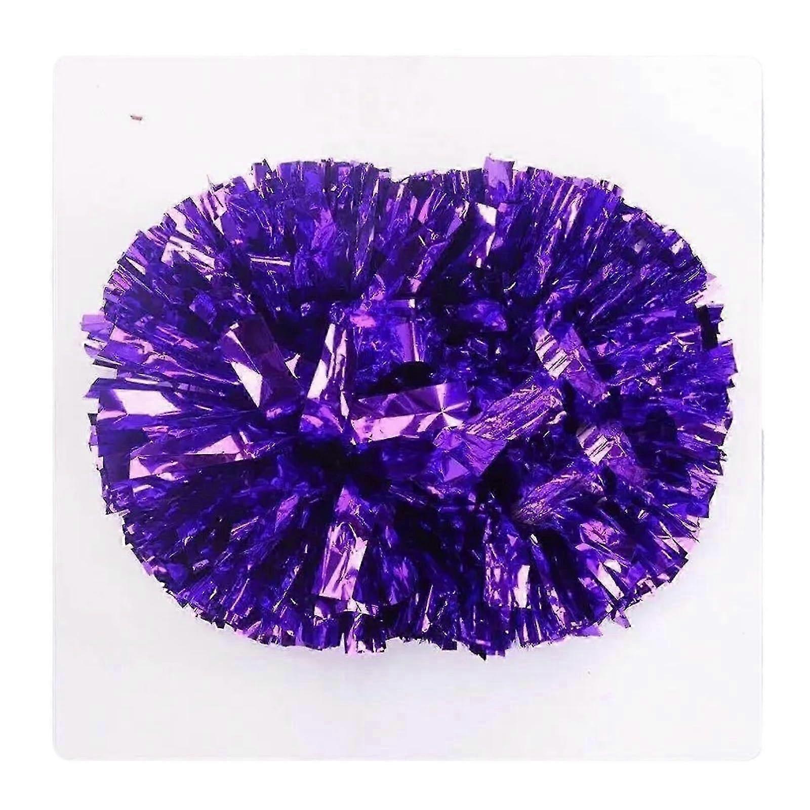 Purple Cheerleading Pom Poms 34cm Handle with Vibrant Metallic Shine for Cheerleader Dance Shows