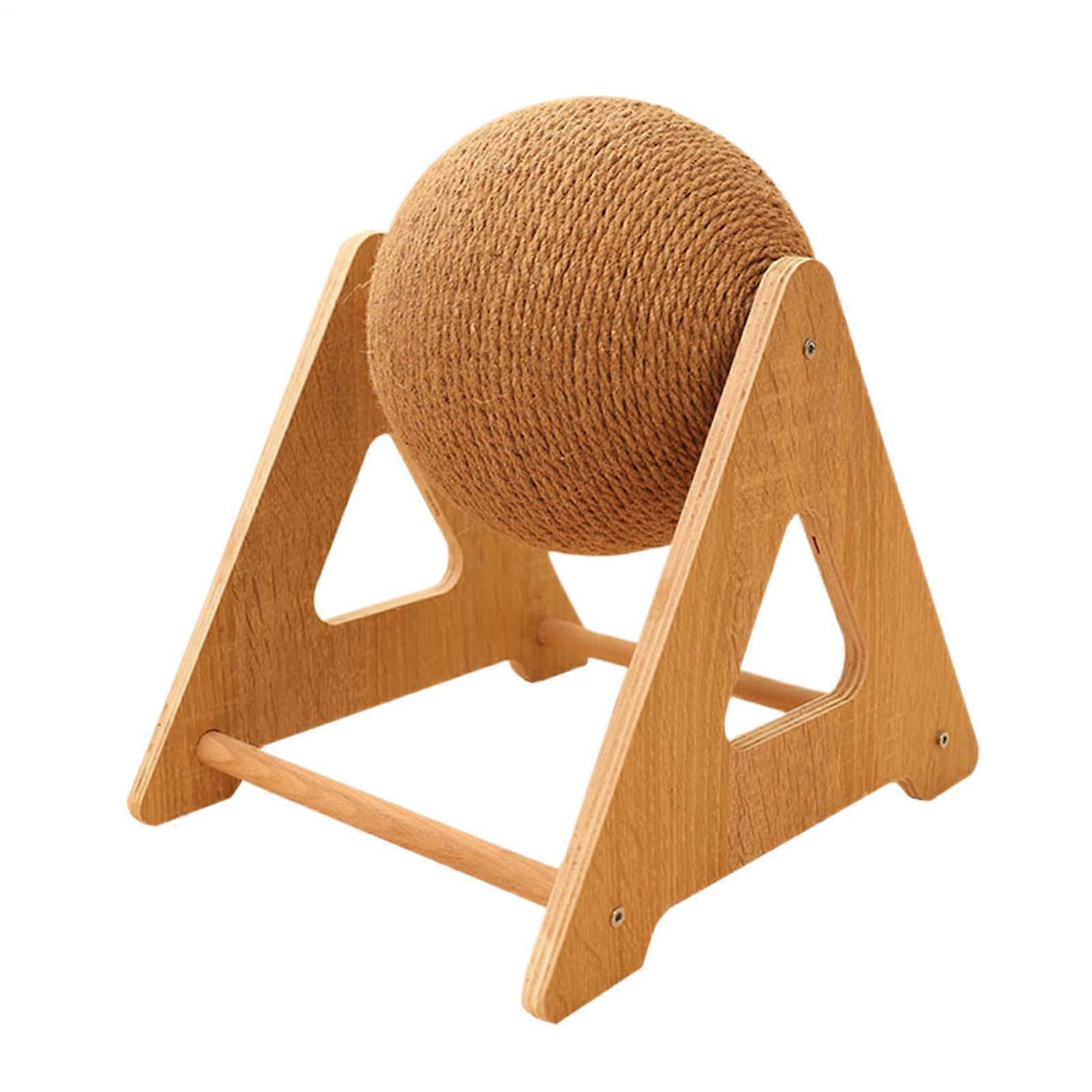 Cat Scratching Post with Sisal Ball for Kittens, Interactive Play, Teething Relief, Wooden Base