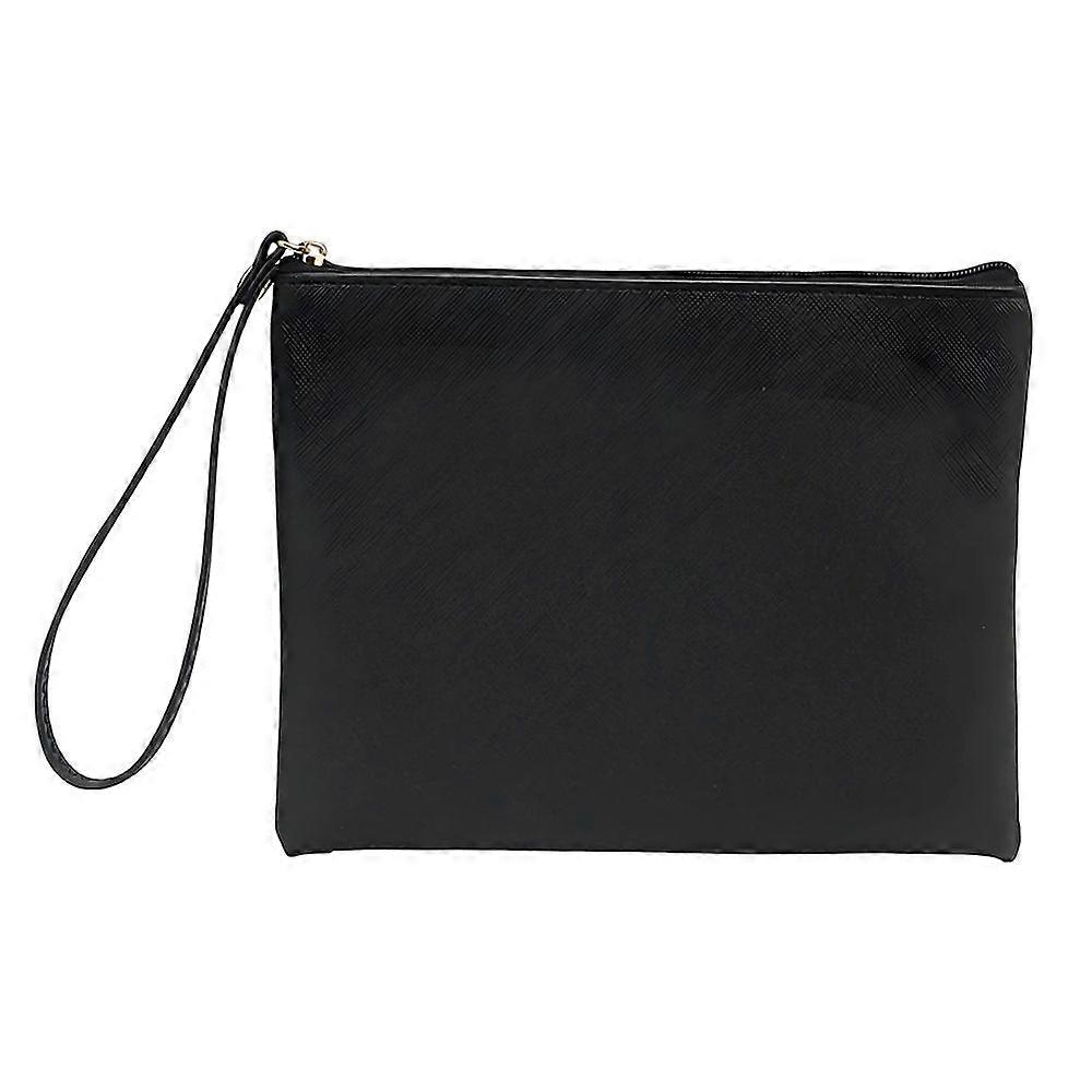 PU Leather Makeup Storage bag Multi-functional Wash bag Rectangle Black 30.2cm