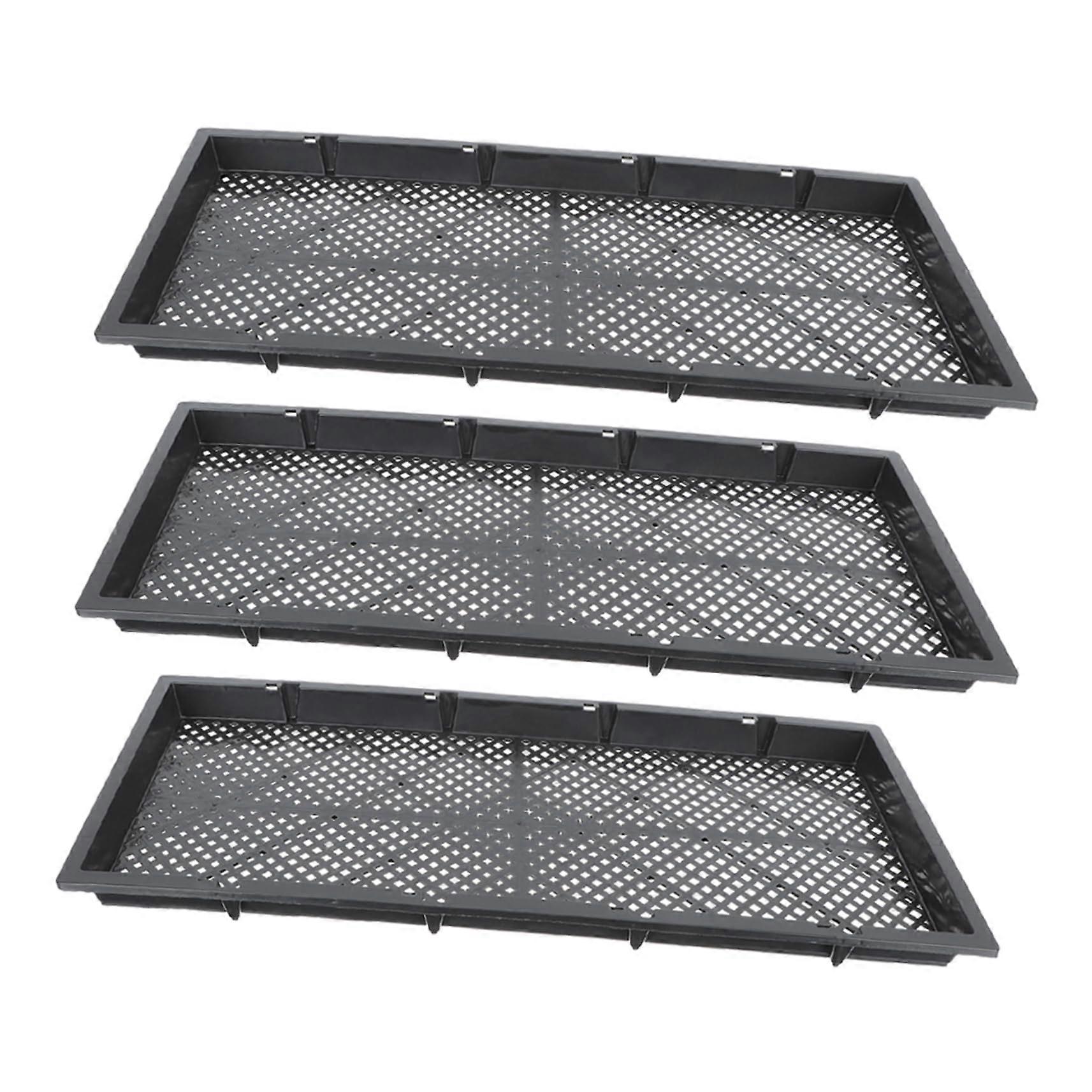 3pcs Plastic Seed Starting Trays for Sprouting Beans and Vegetables, Durable Reusable Black Garden Set