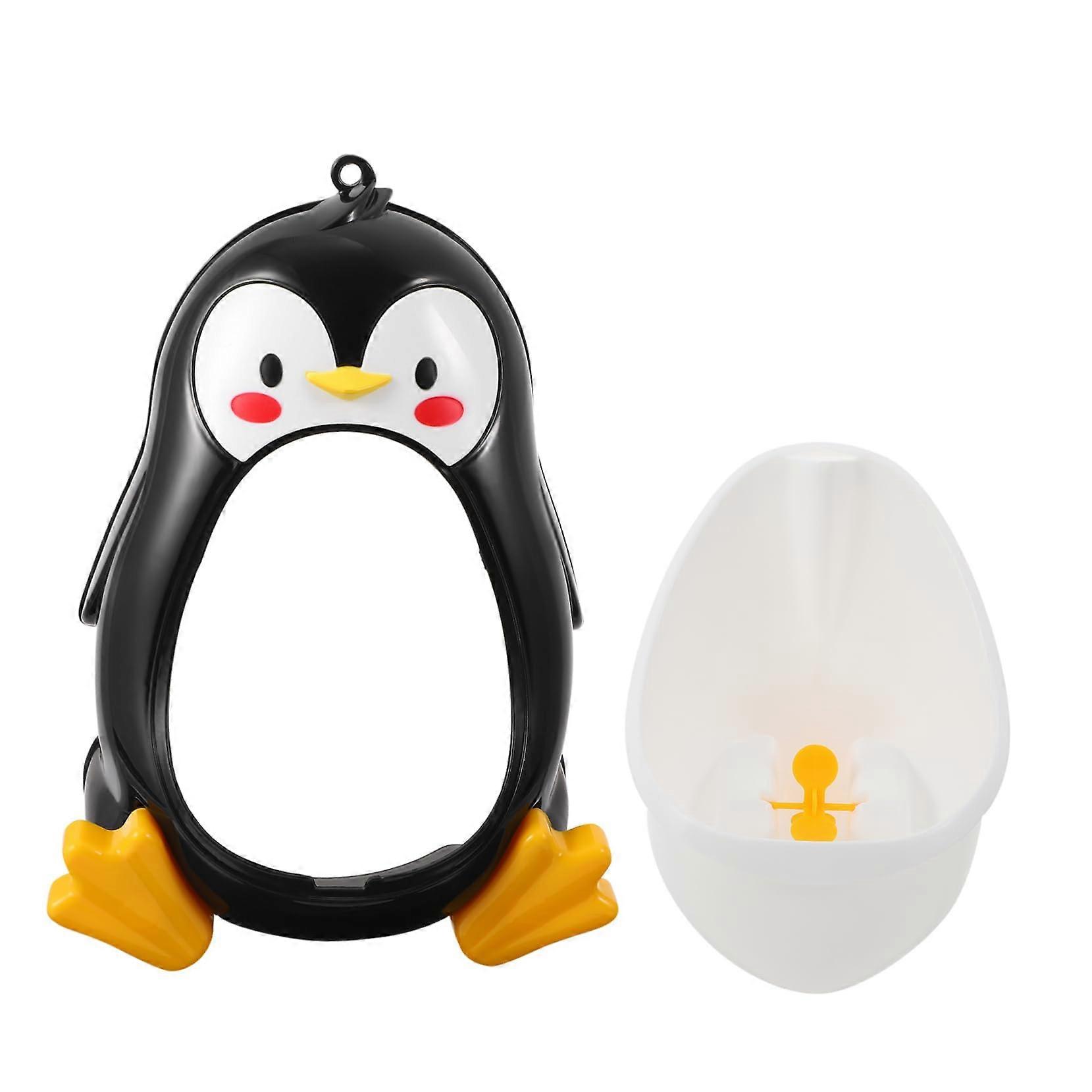 Boys Potty Training Urinal with Interactive Target Windmill, Penguin Shape Toddler Wall Mounted Toilet