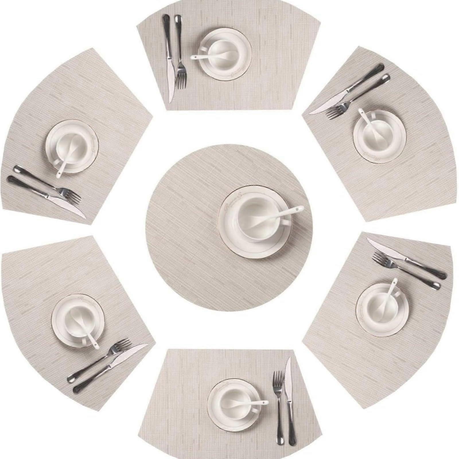 Leather Placemats Set for Dining Table, 7Piece Heat Resistant, Scratch Proof, Easy Clean, Brown