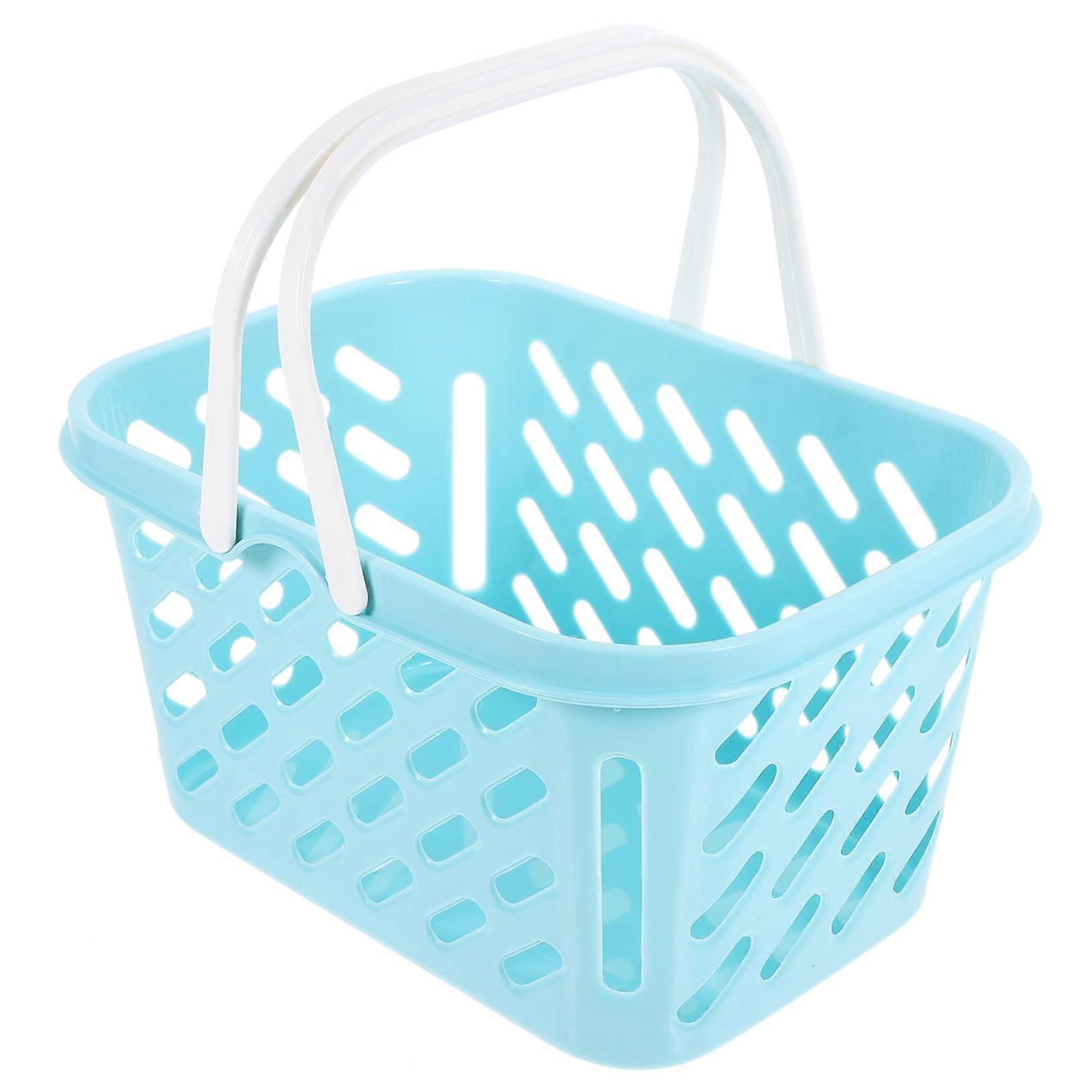 Plastic Storage Basket with Handle for Bathroom Kitchen Office, Stackable Compact Organizer