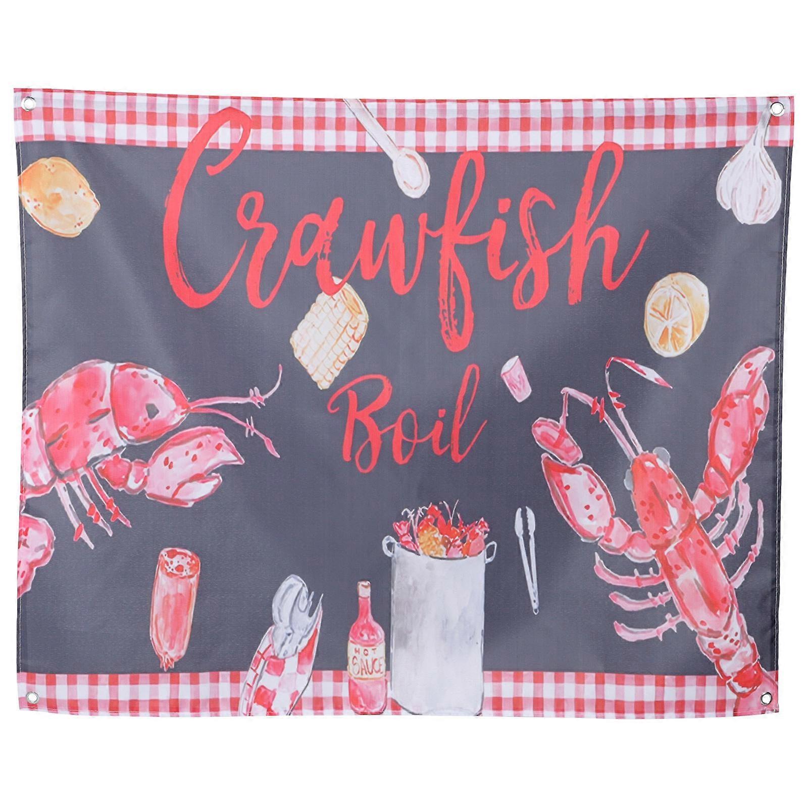 Crawfish Party Decorations Fabric Backdrop Wall Hanging Rectangular 1Set For Seafood Theme Event