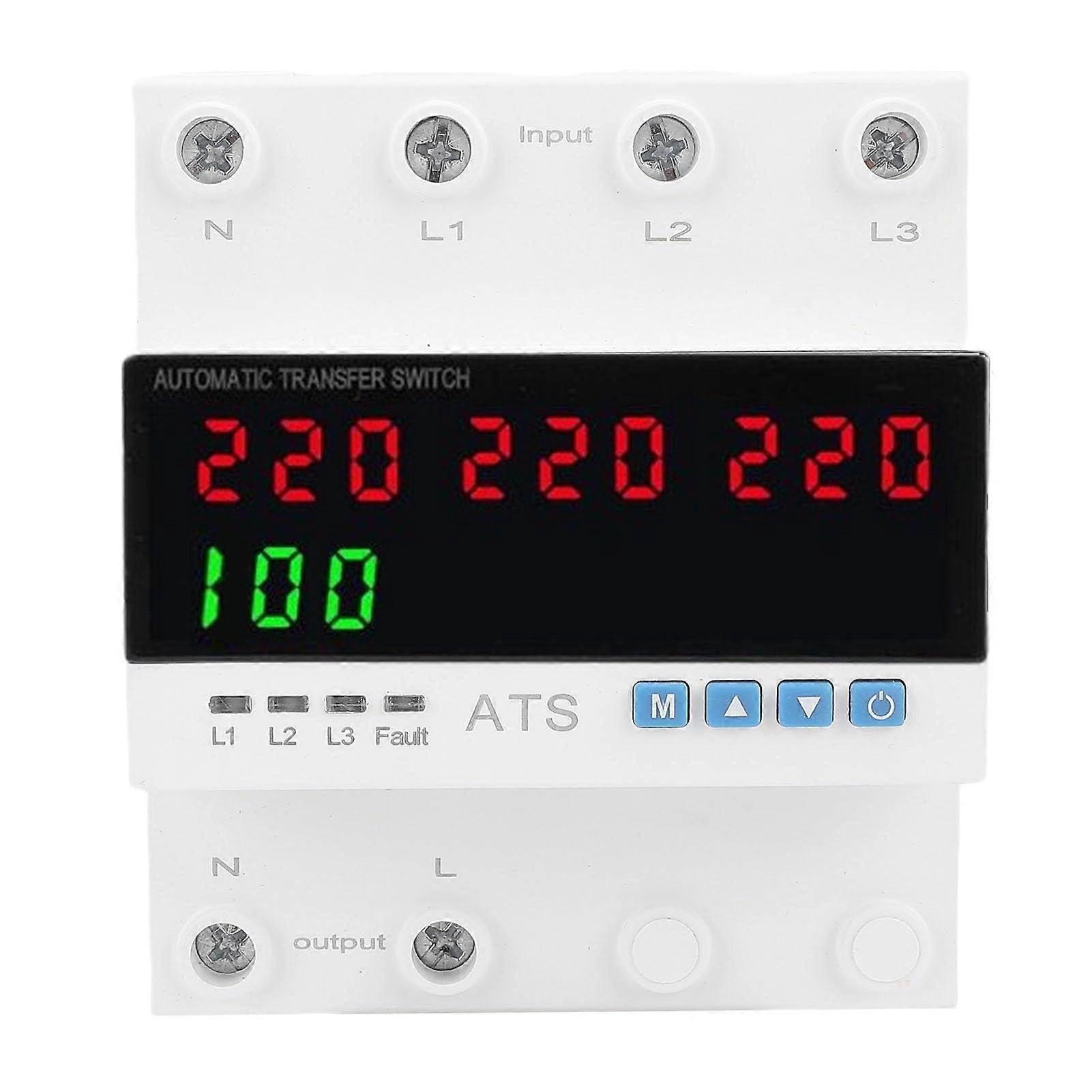 Automatic Transfer Switch 100A 3 Phase Voltage Protector with LED Display for Generator and Grid