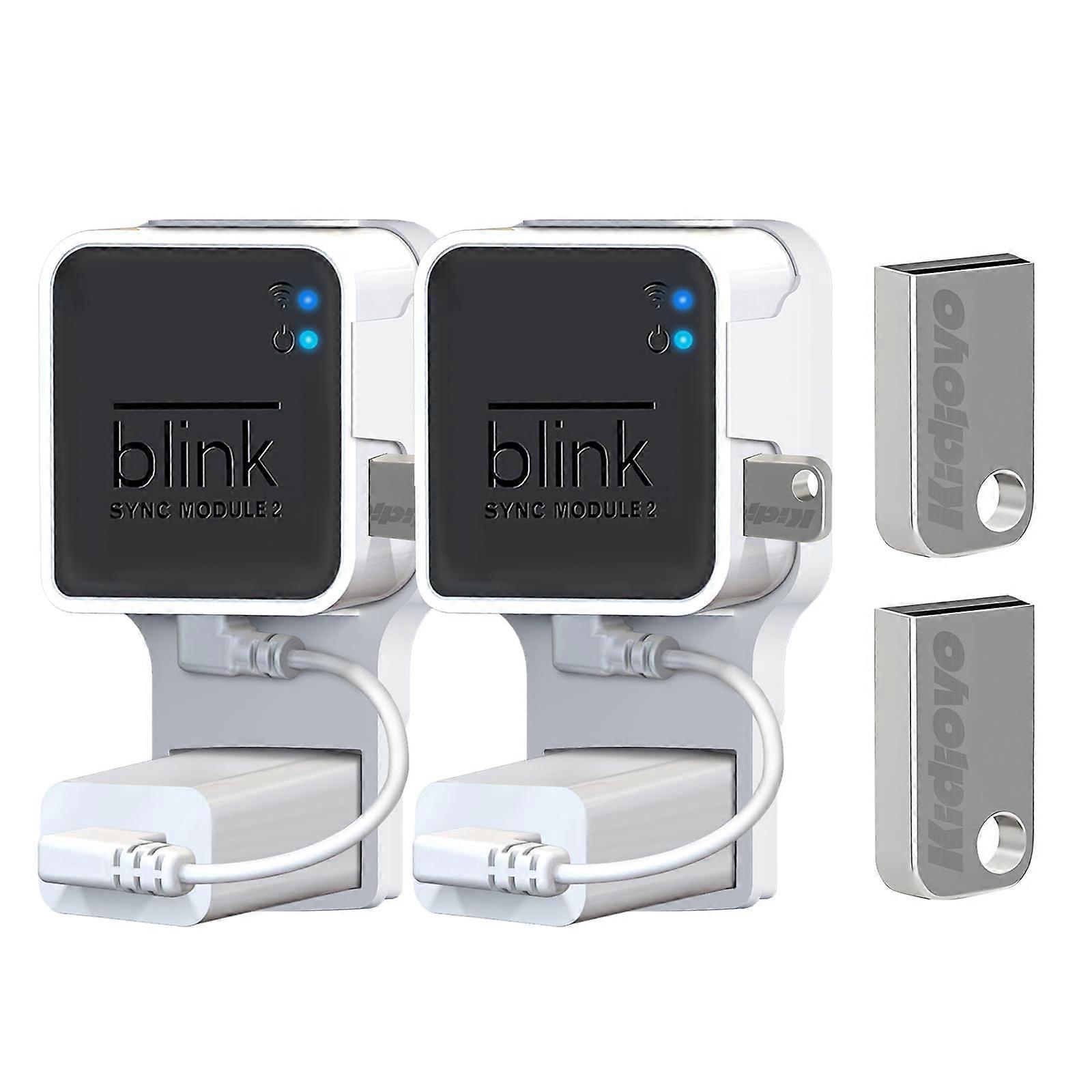 Wall Mount with Short Cable and 256GB USB Flash Drive 2 Pack, SpaceSaving Storage for Blink Sync Module 2