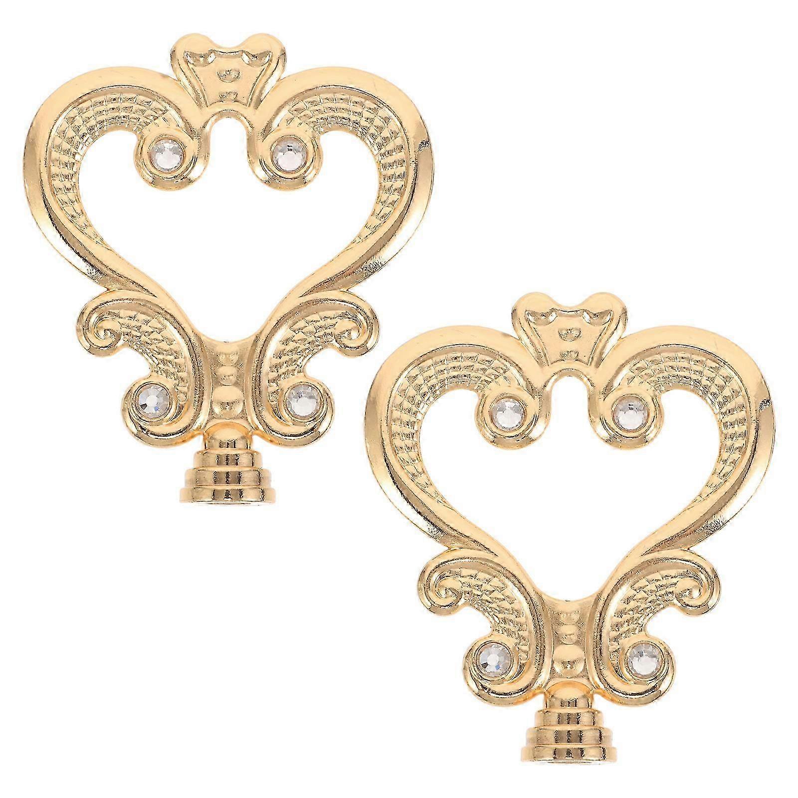 Golden Pot Lid Handle for Kitchen 2Pcs Heart Shaped Heat Resistant Knobs