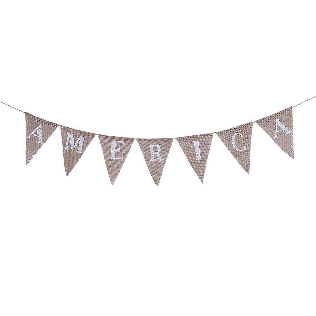 Usa Banner Rustic Burlap String Banners Designed for 2Pcs Party Decoration