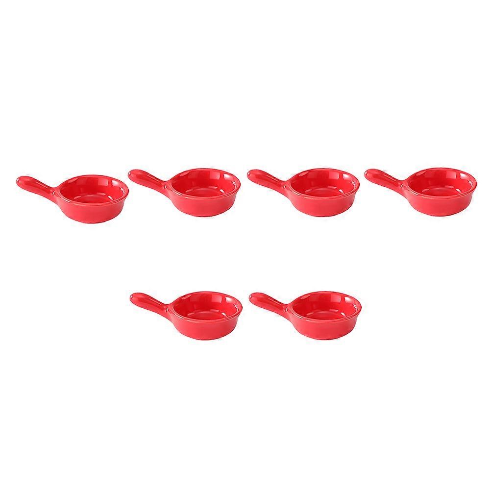 Handled Ceramic Sauce Cup for Condiment Serving 6Pcs Red Set