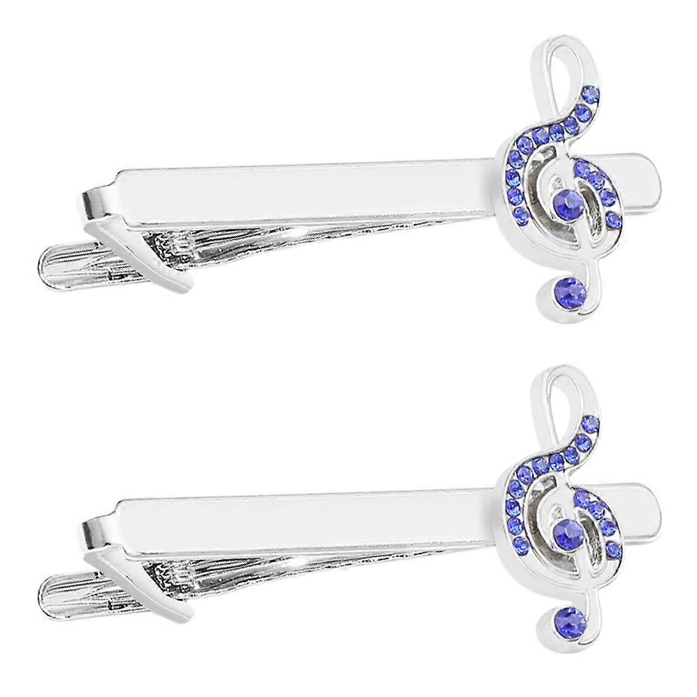 Musical Note Tie Clips 2Pcs Elegant Tie Clasps For Men Blue Rectangular Clipping