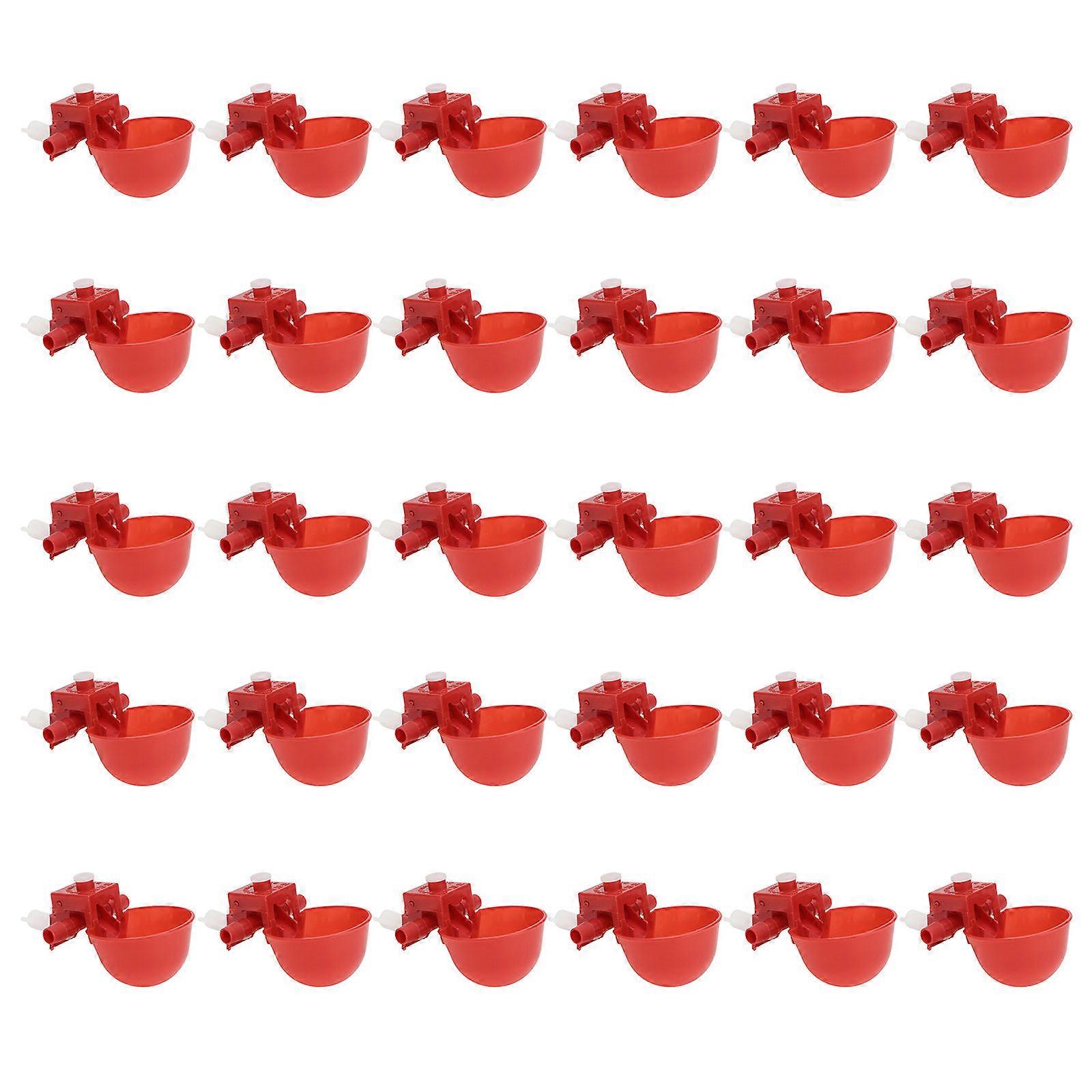 Automatic Chicken Drinker Bowl 30Pcs Red Adjustable Poultry Water Cups